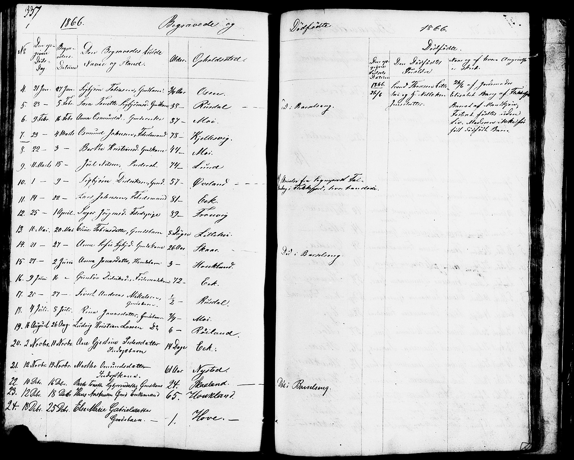 Lund sokneprestkontor, AV/SAST-A-101809/S07/L0003: Parish register (copy) no. B 3, 1848-1885, p. 337