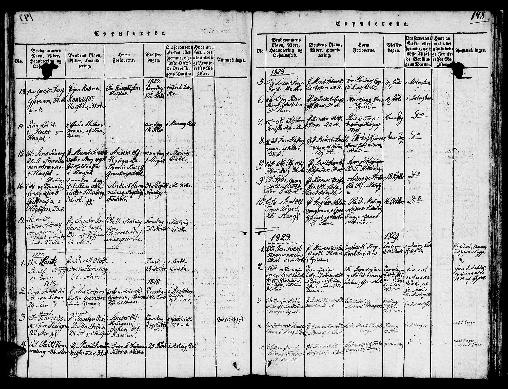 Ministerialprotokoller, klokkerbøker og fødselsregistre - Sør-Trøndelag, SAT/A-1456/616/L0420: Parish register (copy) no. 616C03, 1817-1835, p. 198