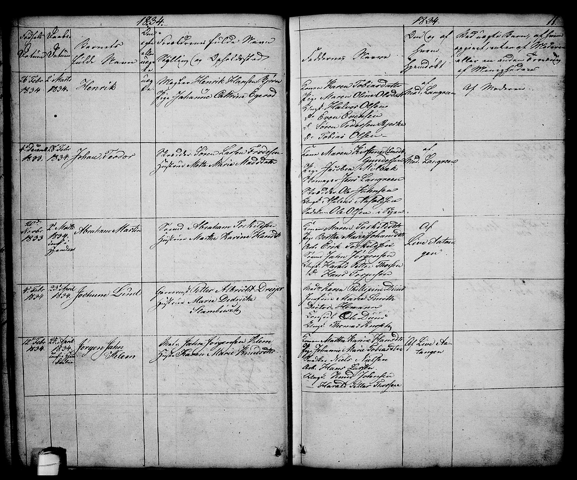 Kragerø kirkebøker, AV/SAKO-A-278/G/Ga/L0003: Parish register (copy) no. 3, 1832-1852, p. 11