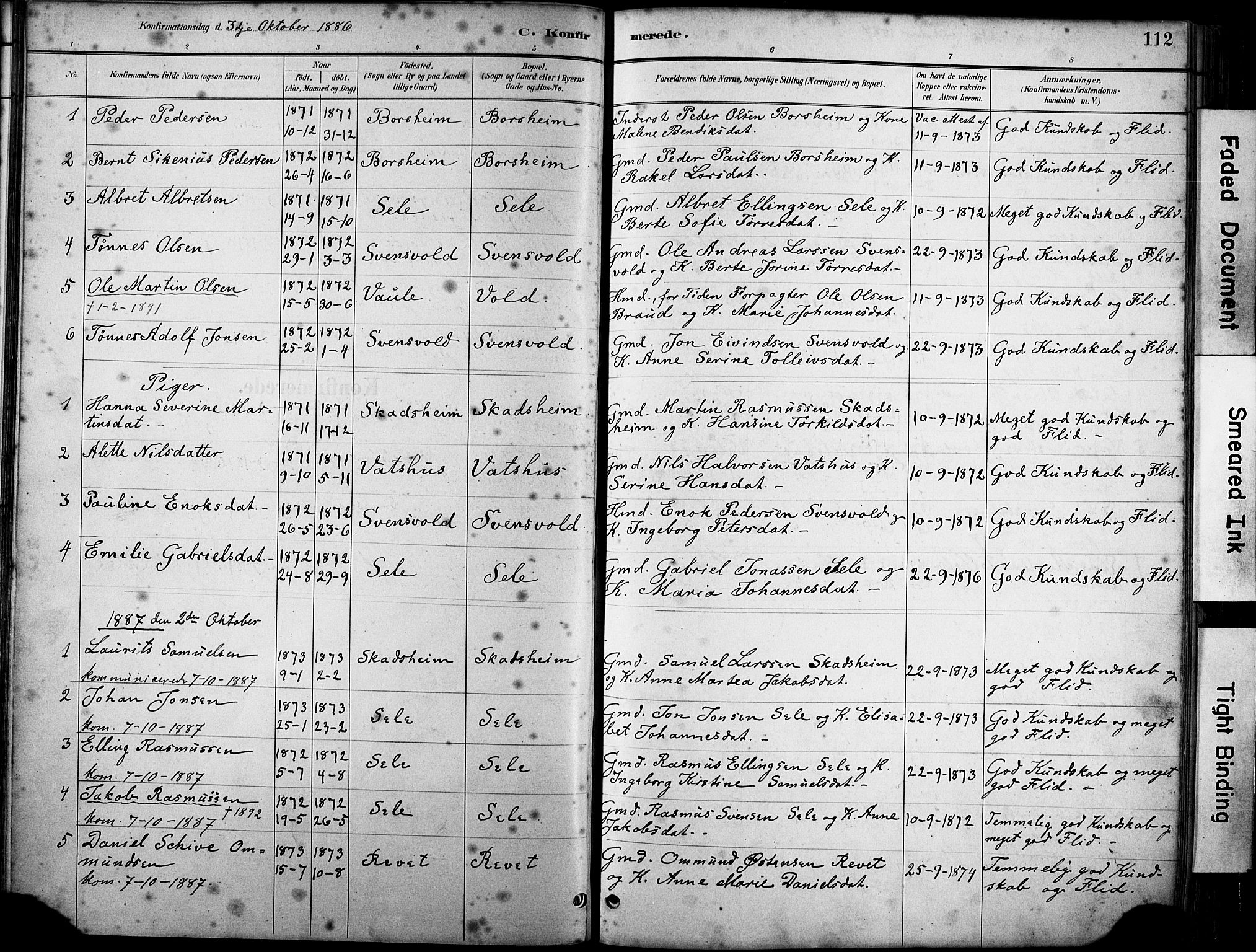 Klepp sokneprestkontor, SAST/A-101803/001/3/30BA/L0008: Parish register (official) no. A 9, 1886-1919, p. 112