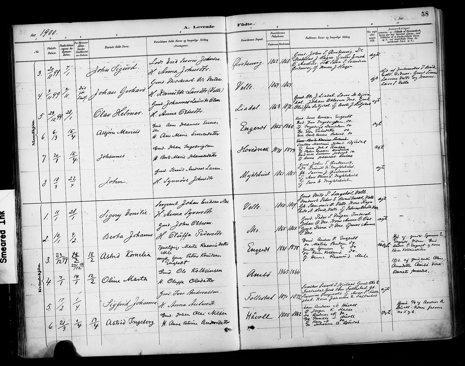 Ministerialprotokoller, klokkerbøker og fødselsregistre - Møre og Romsdal, AV/SAT-A-1454/513/L0177: Parish register (official) no. 513A04, 1890-1906, p. 58