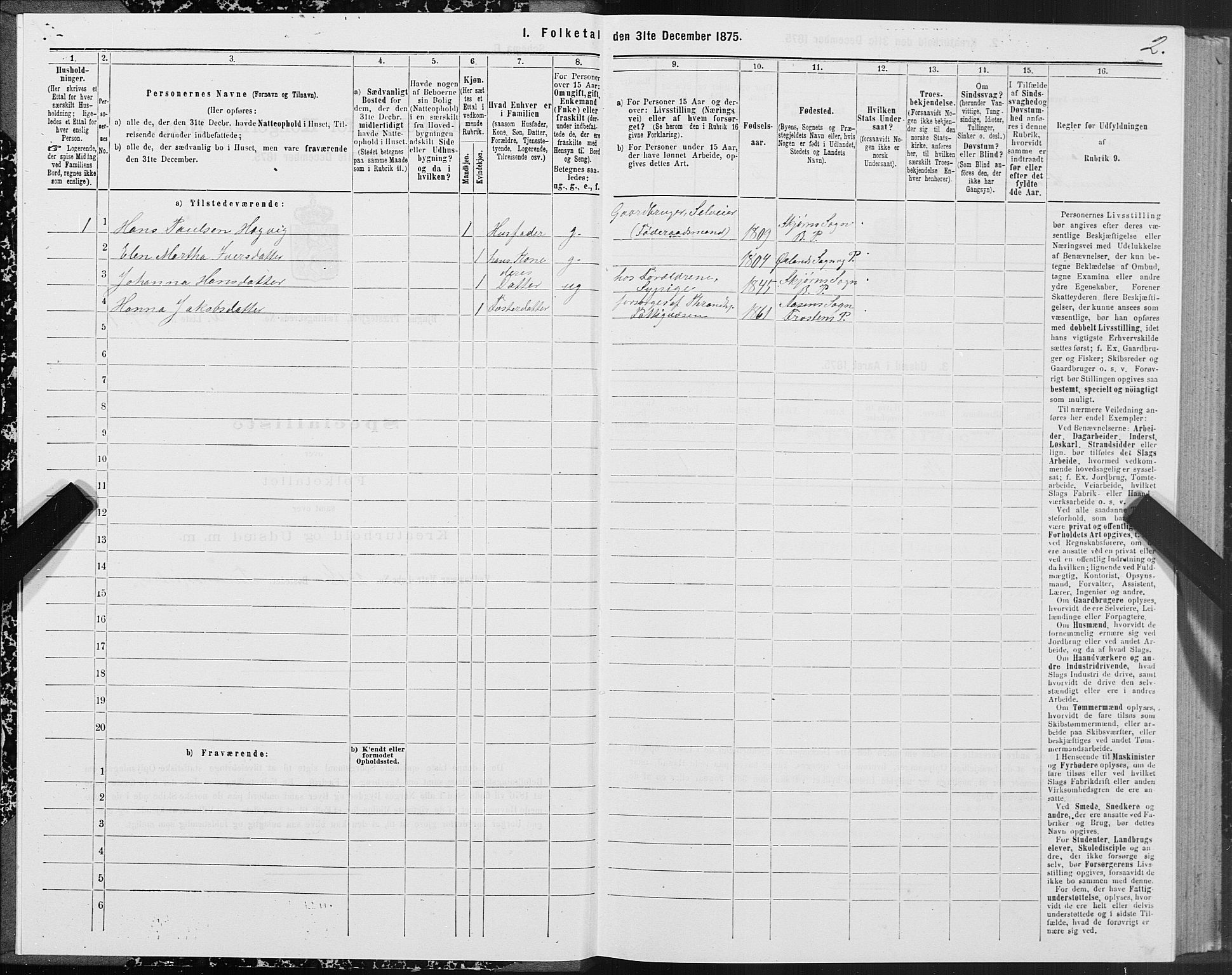 SAT, 1875 census for 1627P Bjugn, 1875, p. 3002