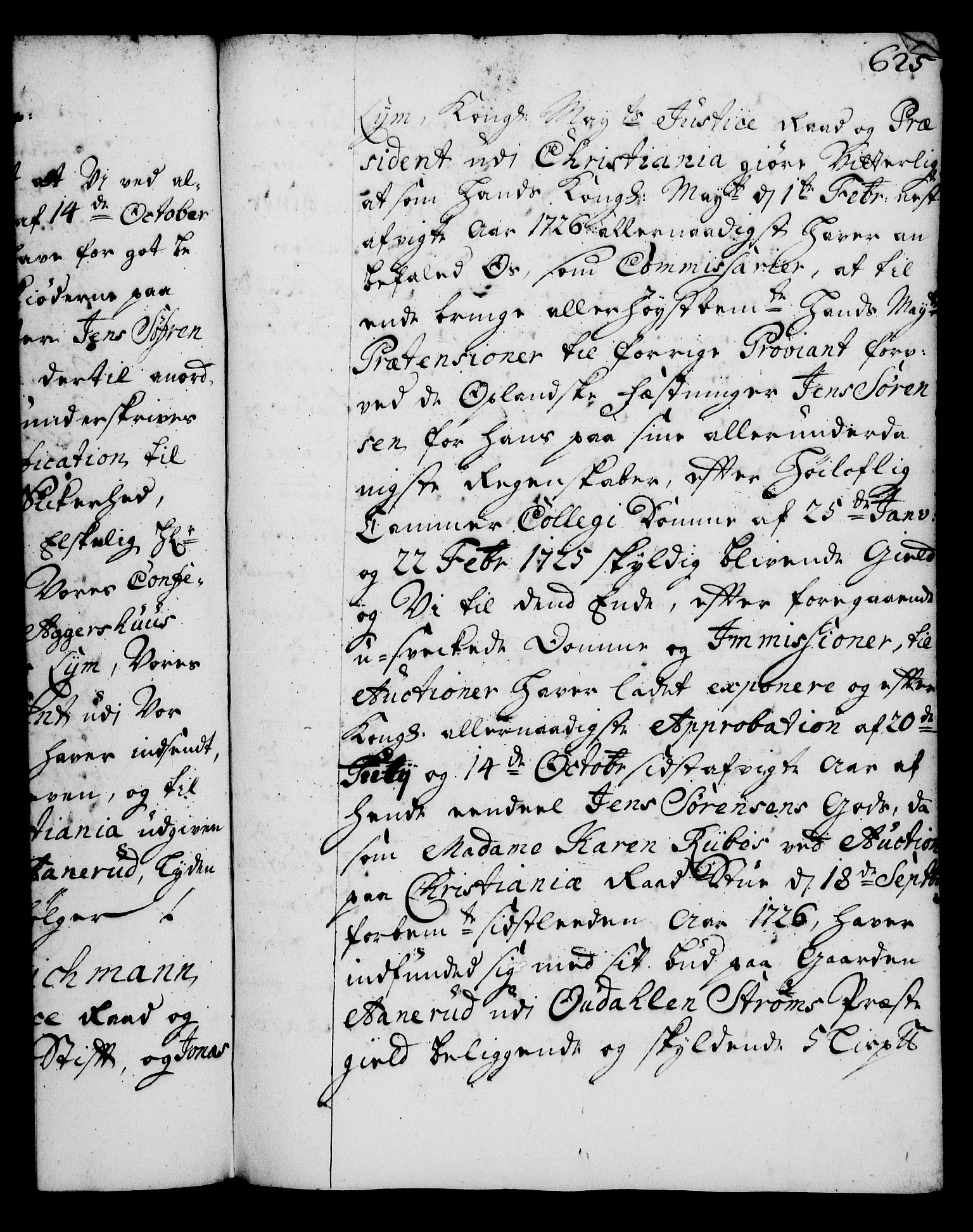 Rentekammeret, Kammerkanselliet, RA/EA-3111/G/Gg/Gga/L0002: Norsk ekspedisjonsprotokoll med register (merket RK 53.2), 1723-1727, p. 625
