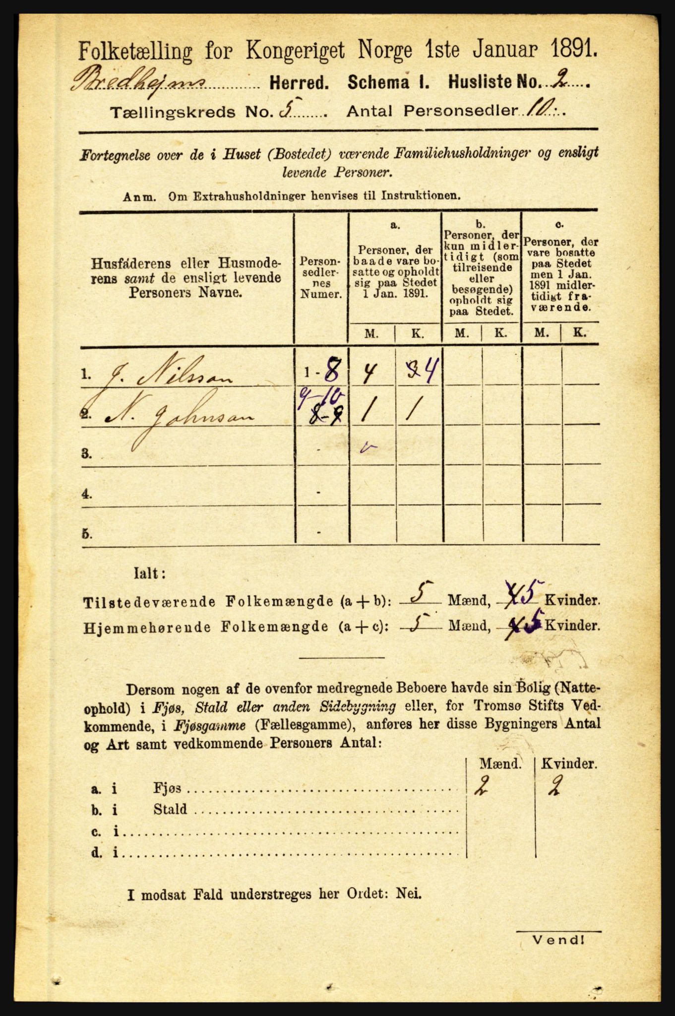 RA, 1891 census for 1446 Breim, 1891, p. 1694