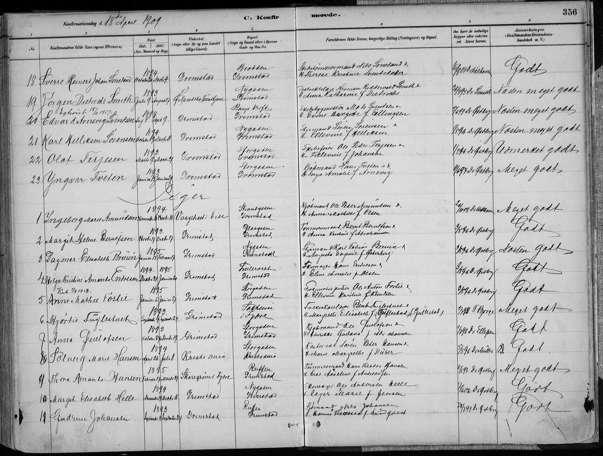 Grimstad sokneprestkontor, SAK/1111-0017/F/Fa/L0003: Parish register (official) no. A 2, 1882-1912, p. 355