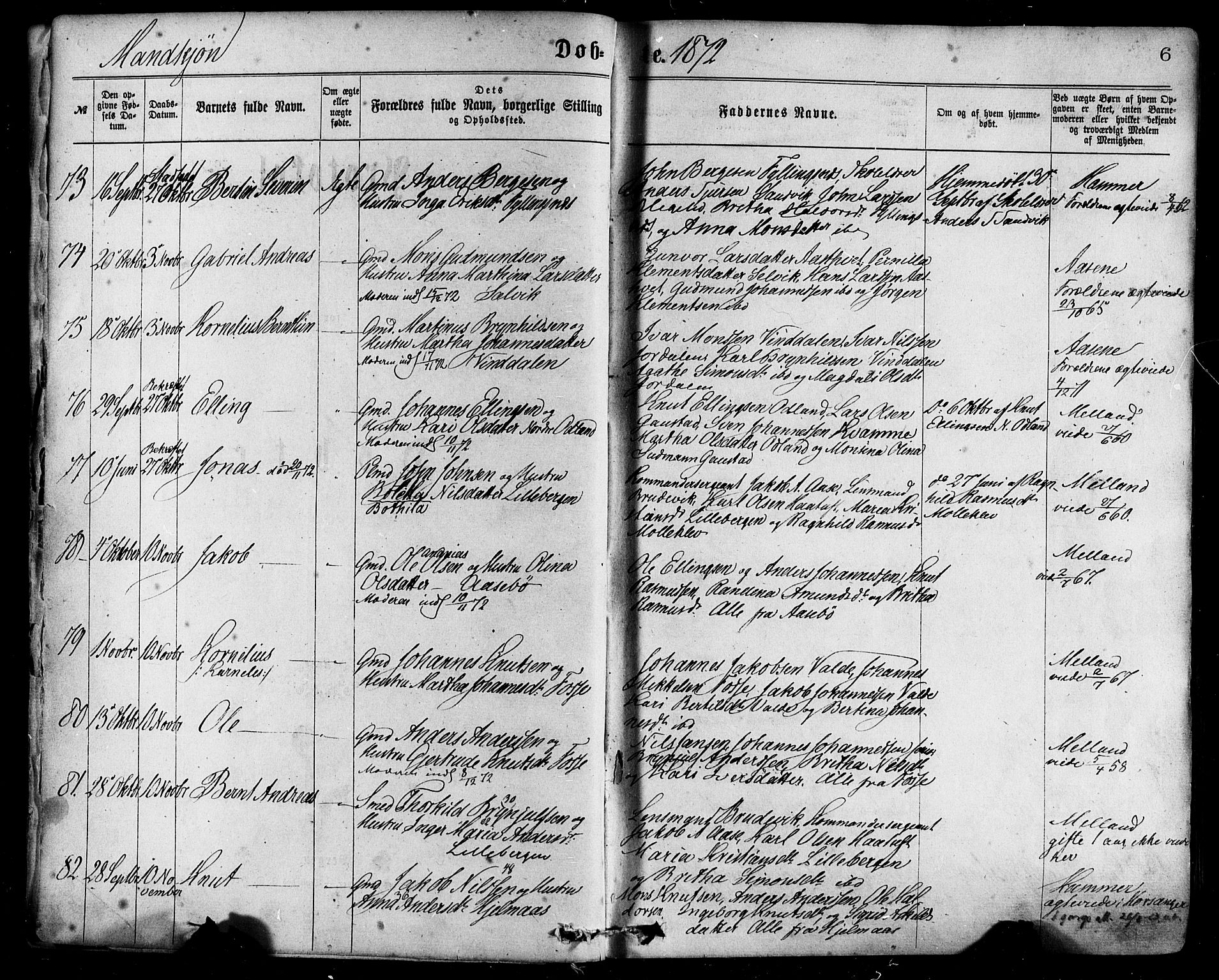 Hamre sokneprestembete, SAB/A-75501/H/Ha/Haa/Haaa/L0015: Parish register (official) no. A 15, 1870-1881, p. 6