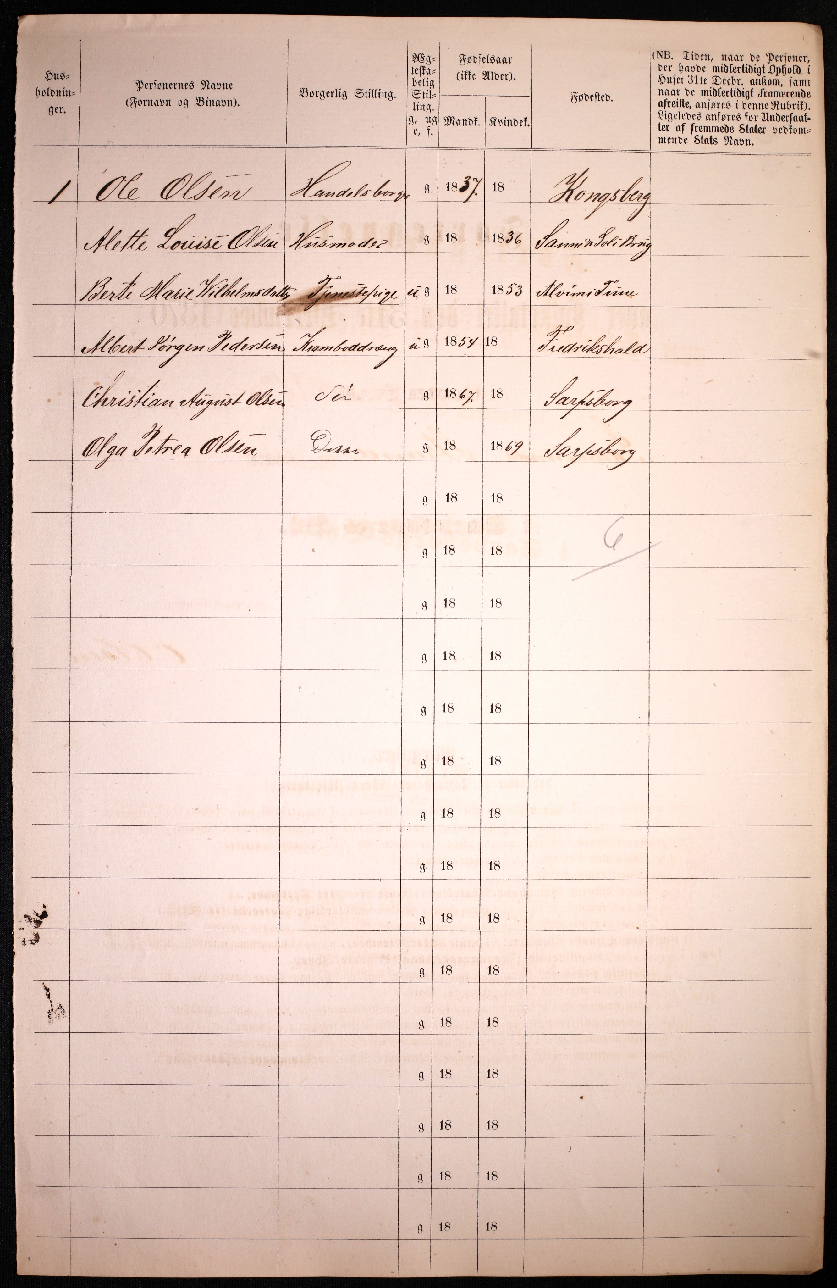 RA, 1870 census for 0102 Sarpsborg, 1870, p. 250