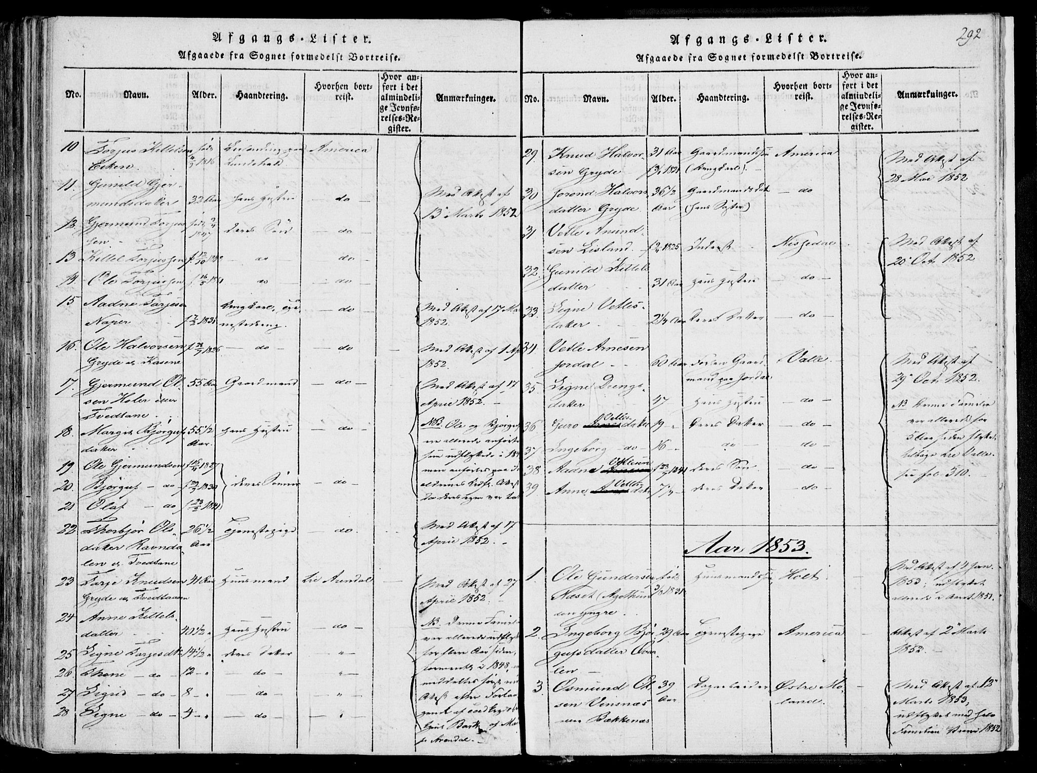 Fyresdal kirkebøker, SAKO/A-263/F/Fa/L0004: Parish register (official) no. I 4, 1815-1854, p. 292
