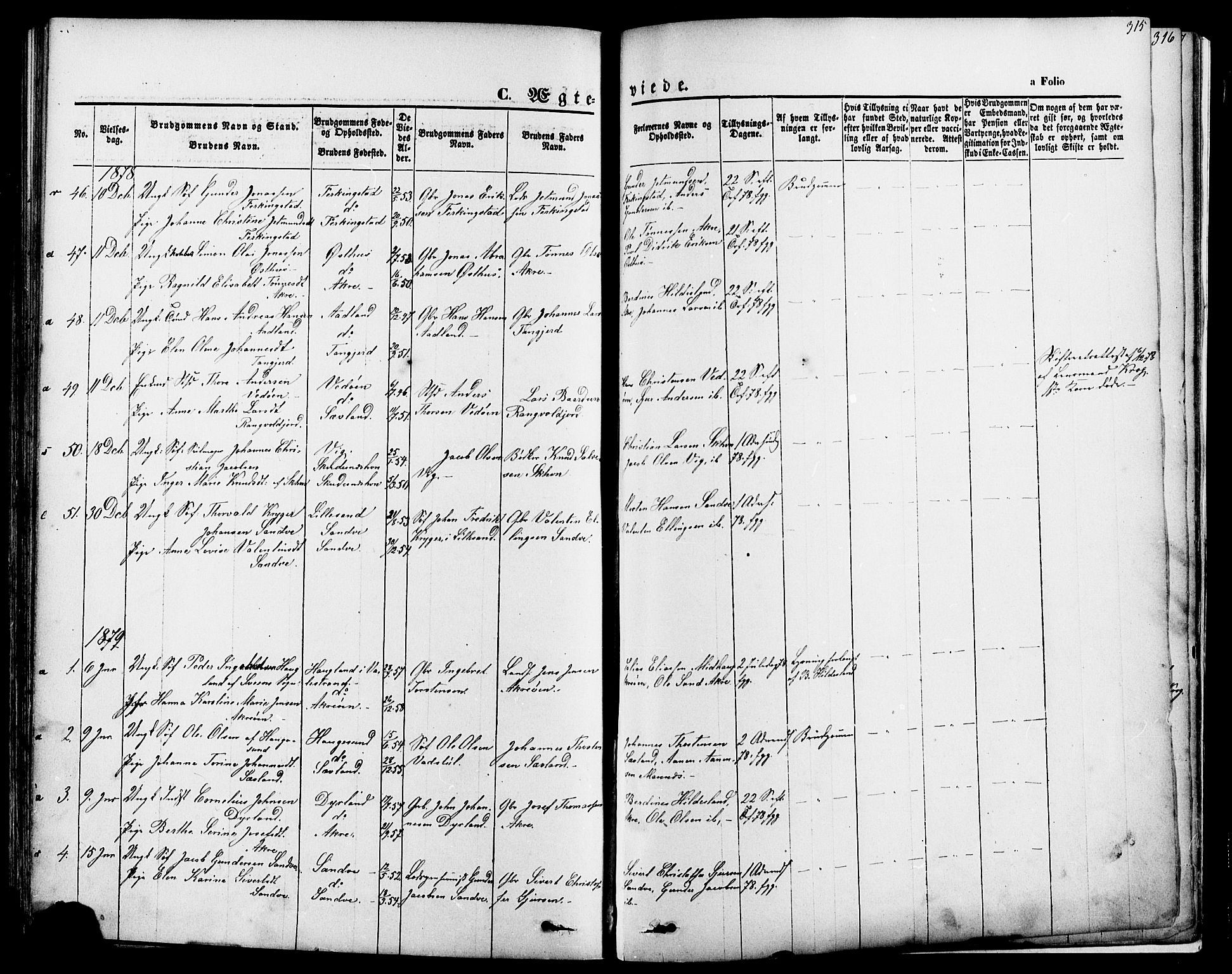 Skudenes sokneprestkontor, SAST/A -101849/H/Ha/Haa/L0006: Parish register (official) no. A 4, 1864-1881, p. 315
