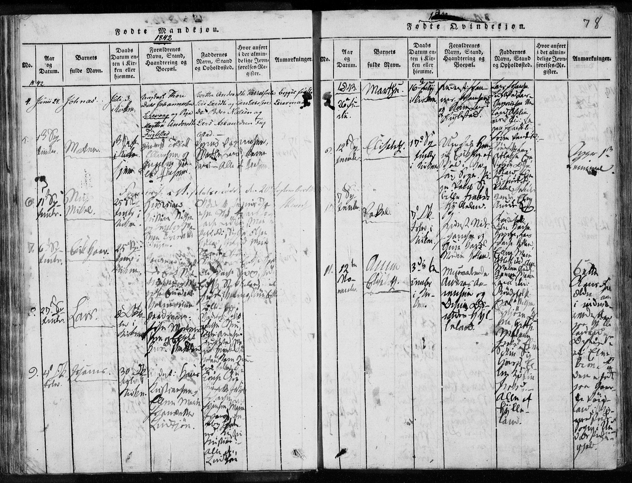 Eigersund sokneprestkontor, AV/SAST-A-101807/001/30/30BA/L0008: Parish register (official) no. A 8, 1816-1847, p. 78