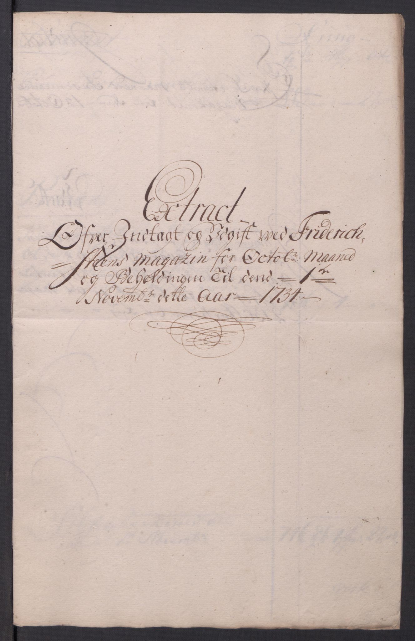 Kommanderende general (KG I) med Det norske krigsdirektorium, AV/RA-EA-5419/D/L0154: Fredriksten festning: Brev, inventarfortegnelser og regnskapsekstrakter, 1730-1739, p. 257