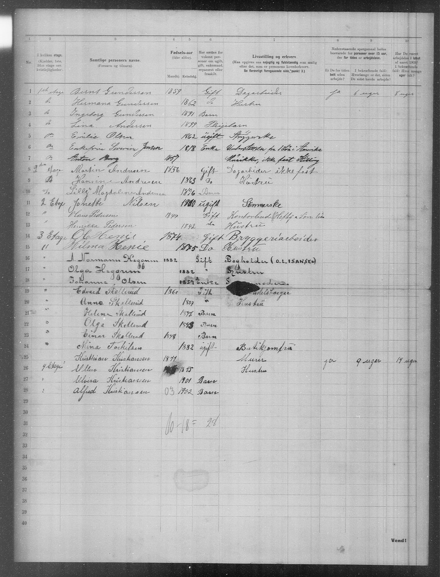 OBA, Municipal Census 1903 for Kristiania, 1903, p. 990