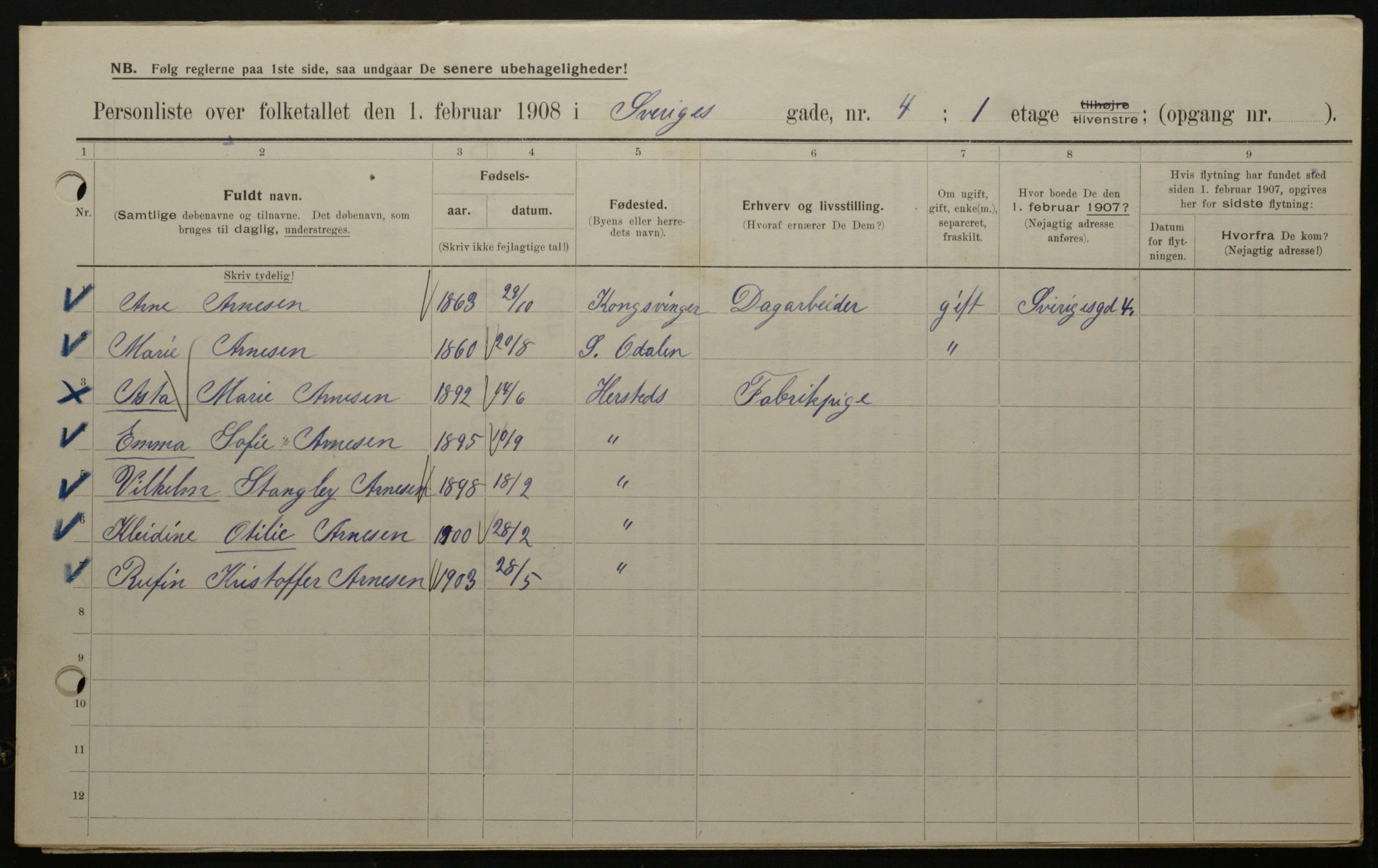 OBA, Municipal Census 1908 for Kristiania, 1908, p. 95133