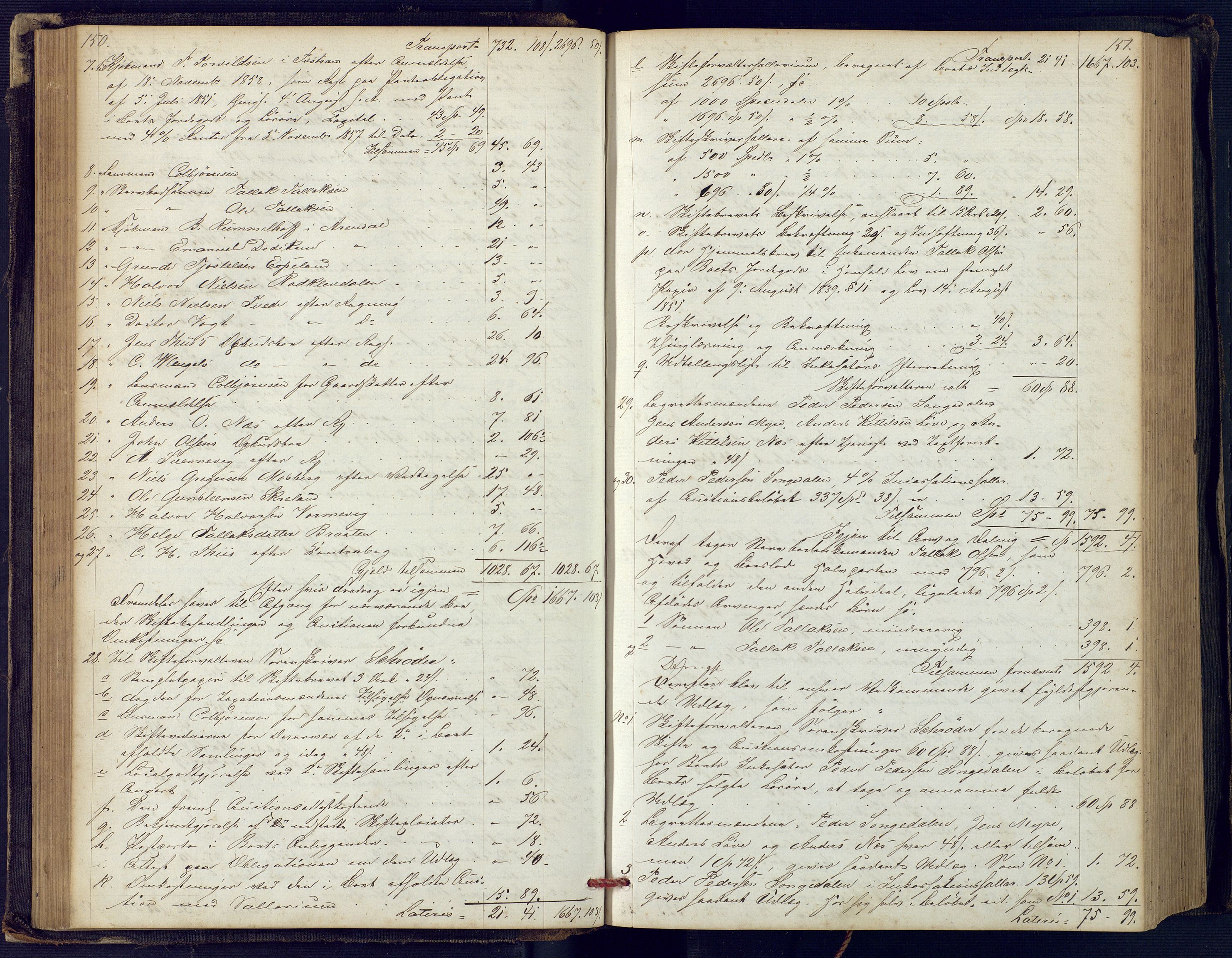 Holt sorenskriveri, SAK/1221-0002/H/Hc/L0029: Skifteutlodningsprotokoll nr. 4 med løst register, 1857-1862, p. 150-151