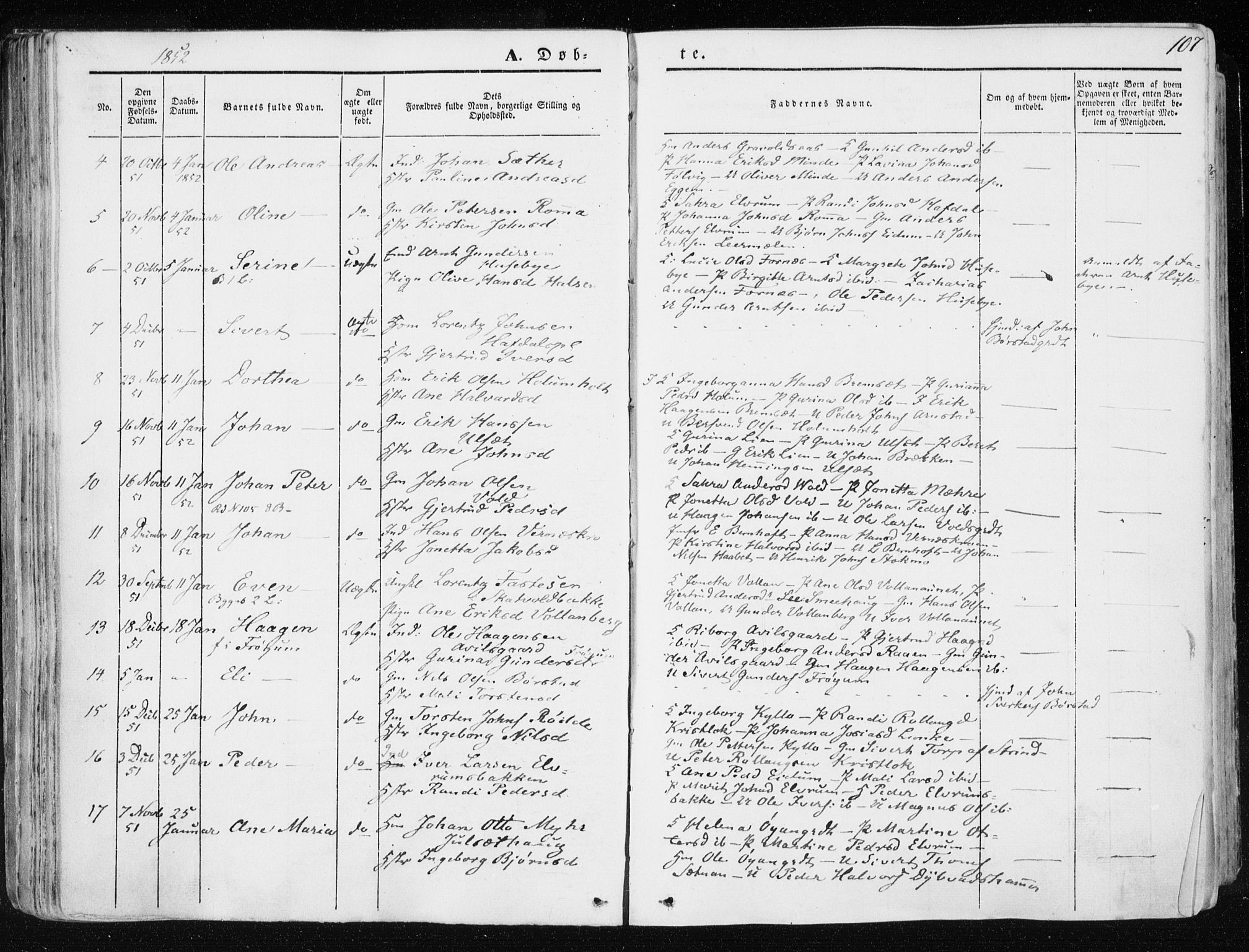 Ministerialprotokoller, klokkerbøker og fødselsregistre - Nord-Trøndelag, SAT/A-1458/709/L0074: Parish register (official) no. 709A14, 1845-1858, p. 107