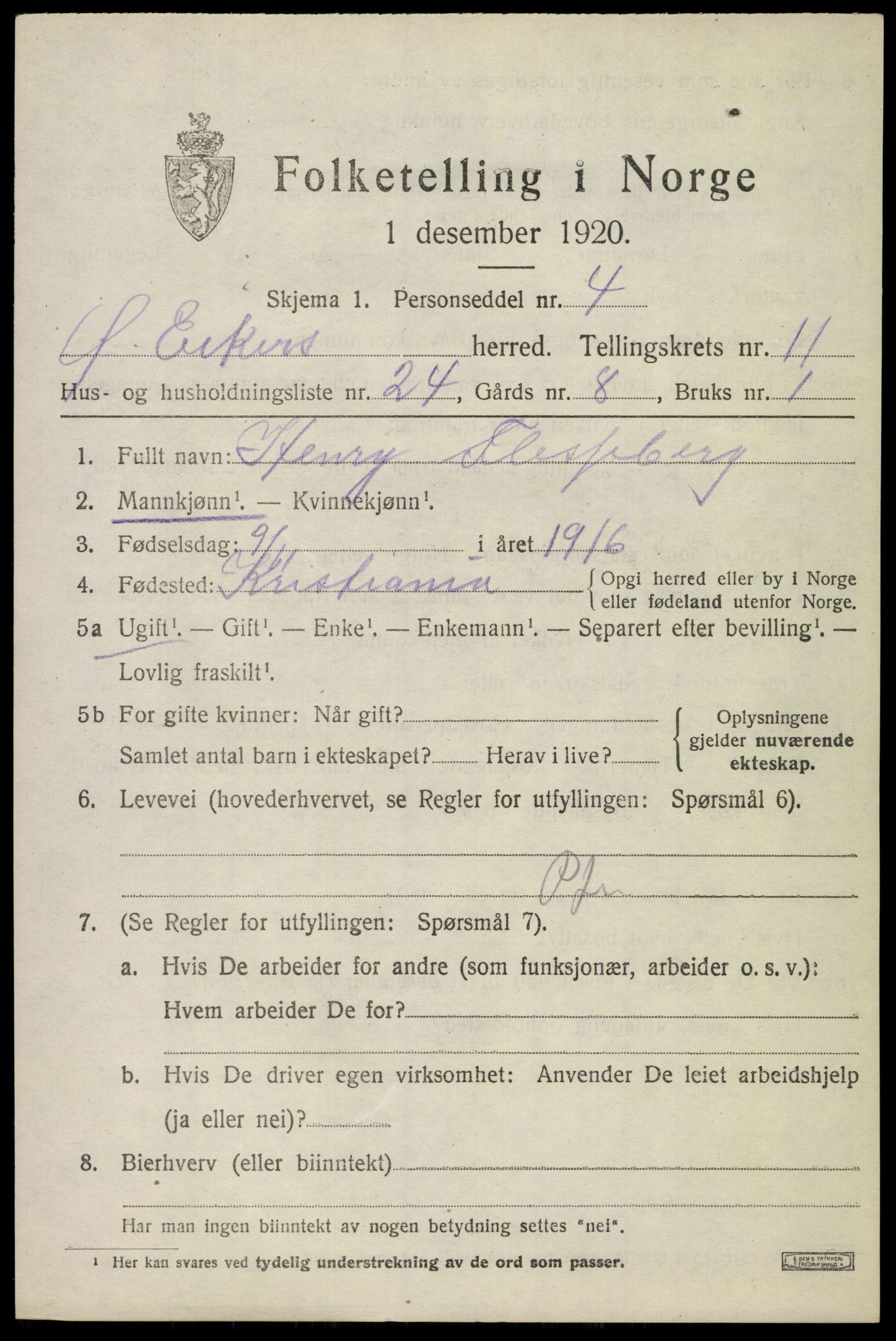 SAKO, 1920 census for Øvre Eiker, 1920, p. 17564