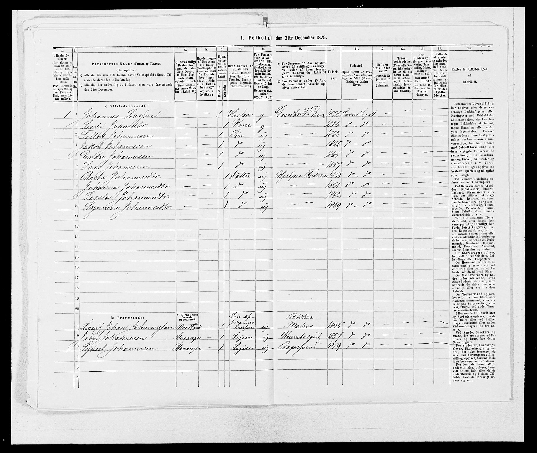 SAB, 1875 census for 1216P Sveio, 1875, p. 780