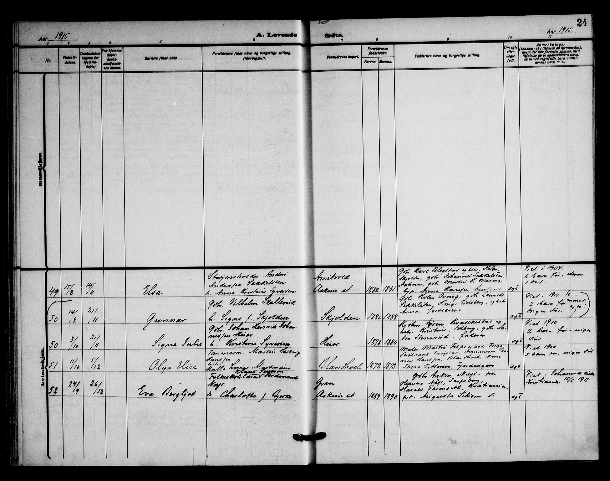 Askim prestekontor Kirkebøker, AV/SAO-A-10900/F/Fa/L0009: Parish register (official) no. 9, 1913-1923, p. 24