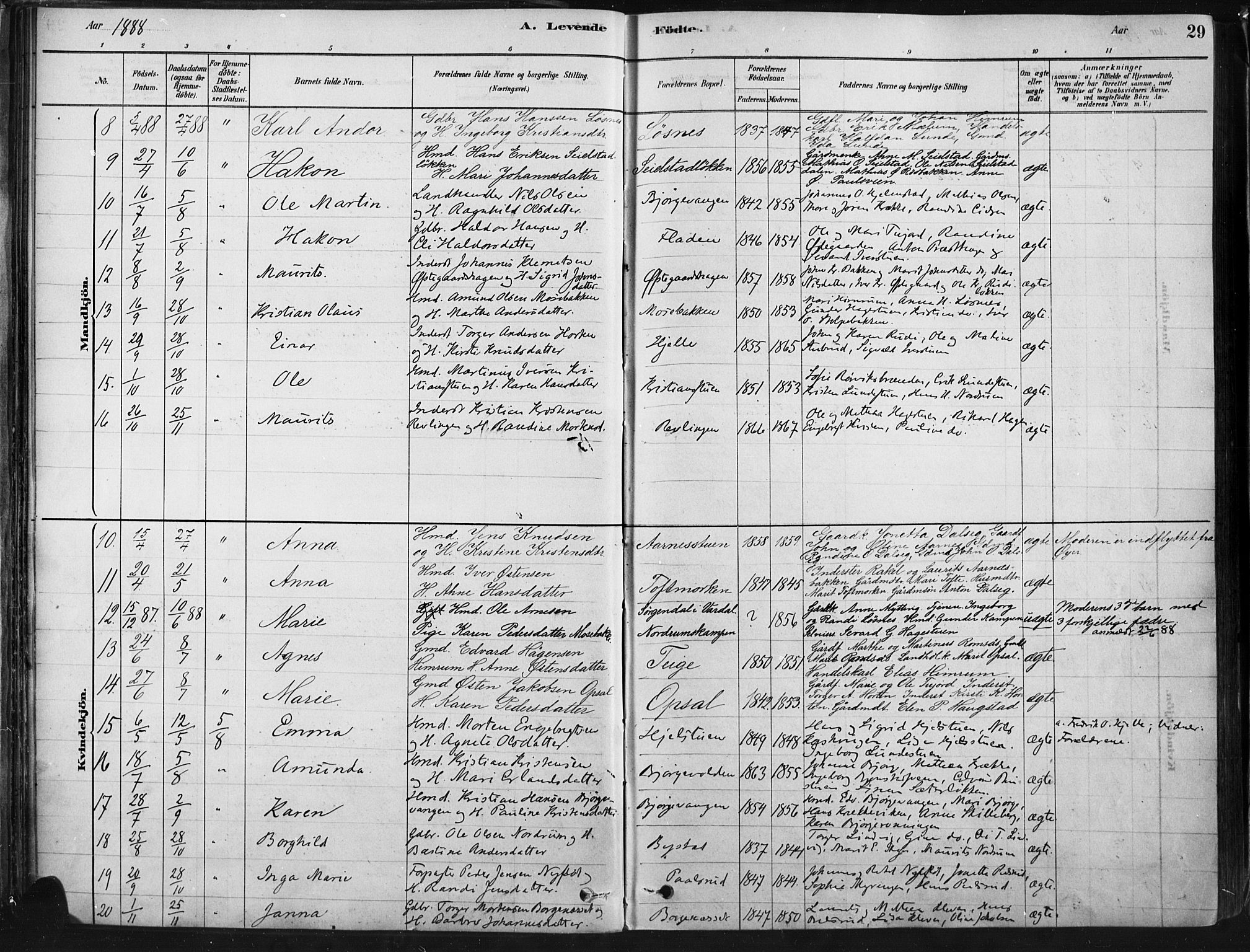 Ringebu prestekontor, AV/SAH-PREST-082/H/Ha/Haa/L0009: Parish register (official) no. 9, 1878-1898, p. 29