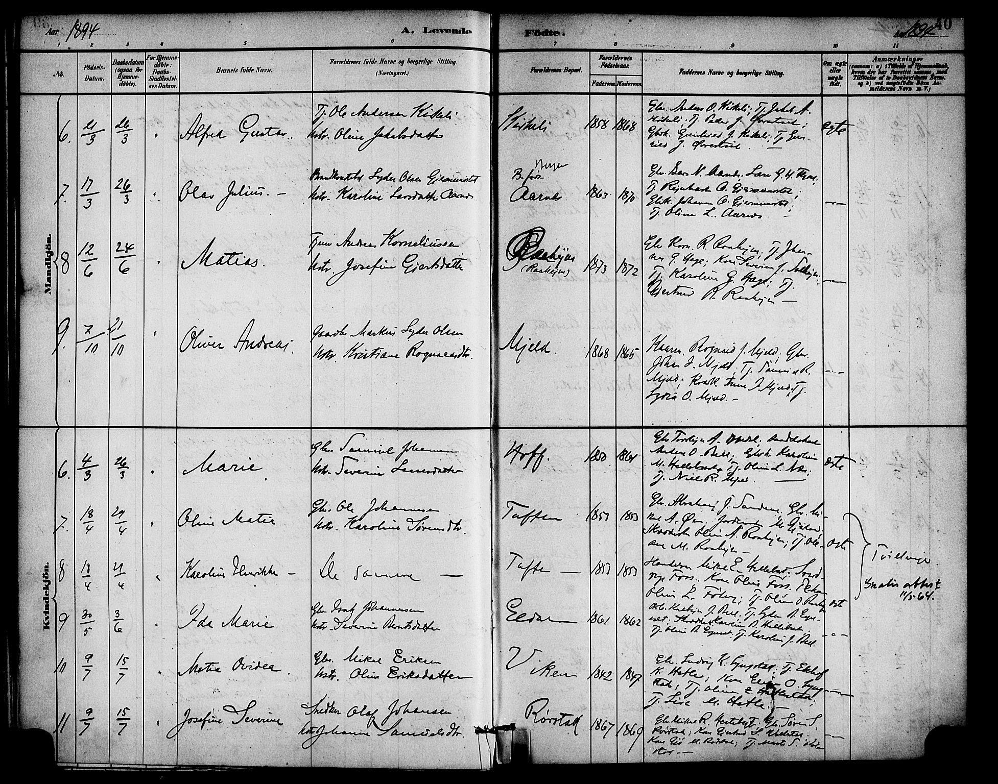 Gaular sokneprestembete, AV/SAB-A-80001/H/Haa: Parish register (official) no. D 1, 1882-1899, p. 40