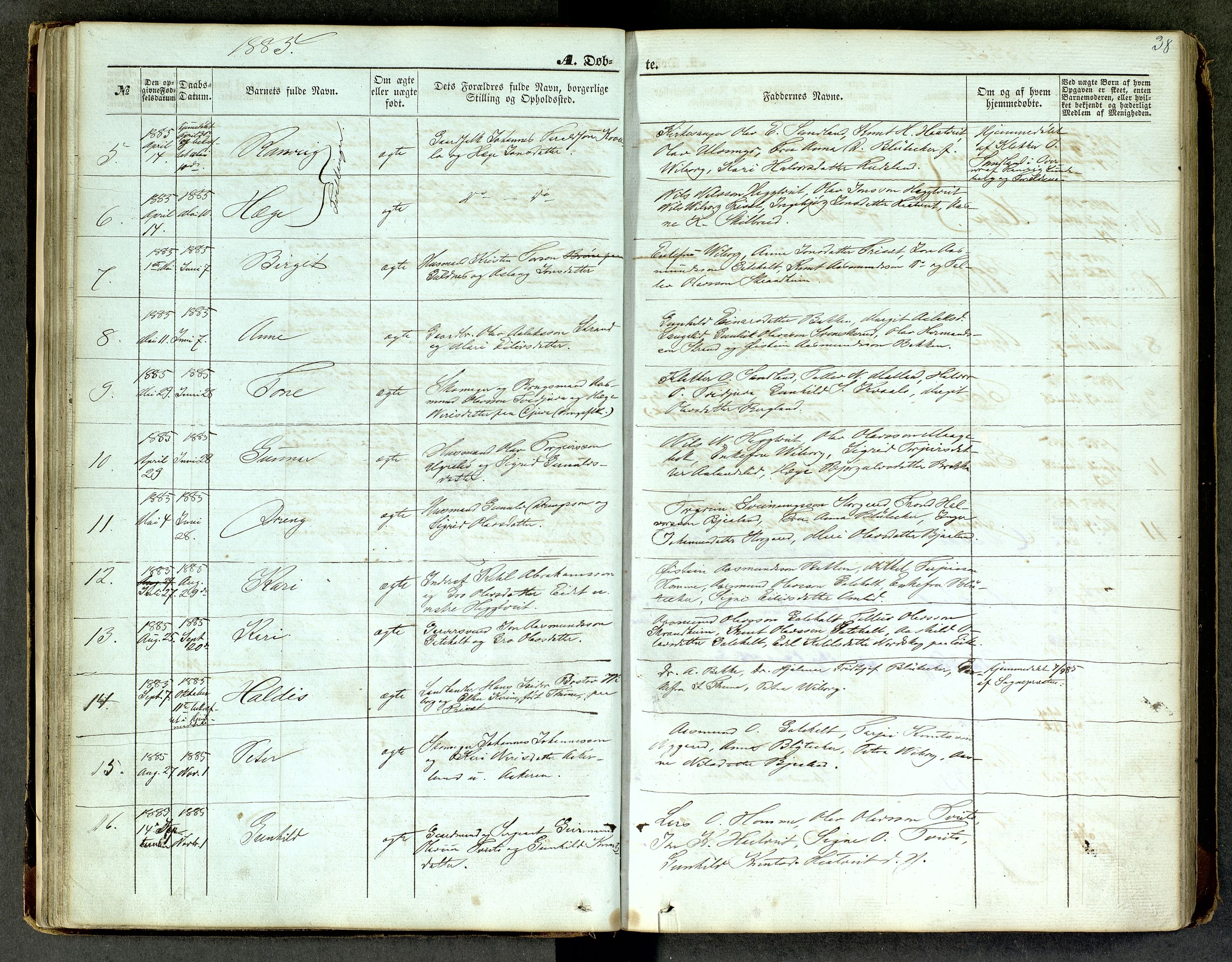 Lårdal kirkebøker, SAKO/A-284/G/Ga/L0002: Parish register (copy) no. I 2, 1861-1890, p. 38