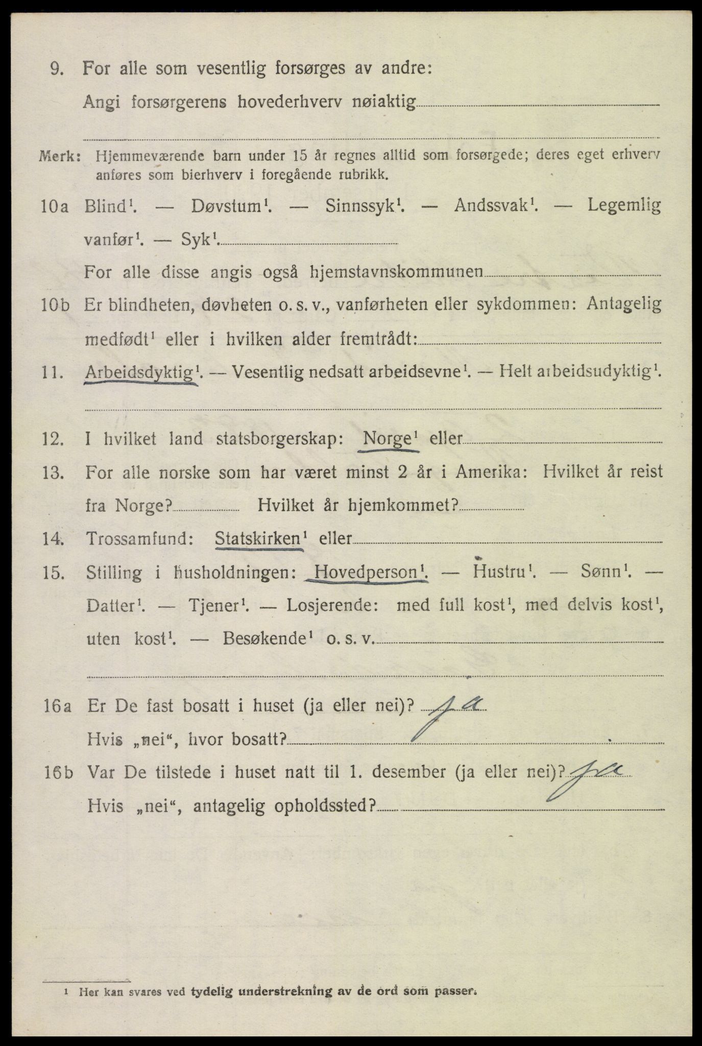 SAH, 1920 census for Vestre Slidre, 1920, p. 2279