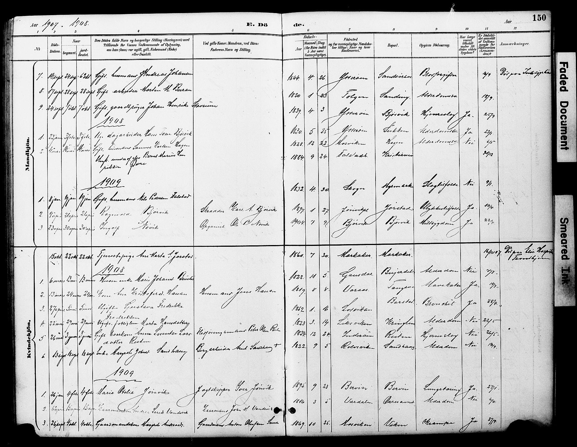 Ministerialprotokoller, klokkerbøker og fødselsregistre - Nord-Trøndelag, SAT/A-1458/722/L0226: Parish register (copy) no. 722C02, 1889-1927, p. 150