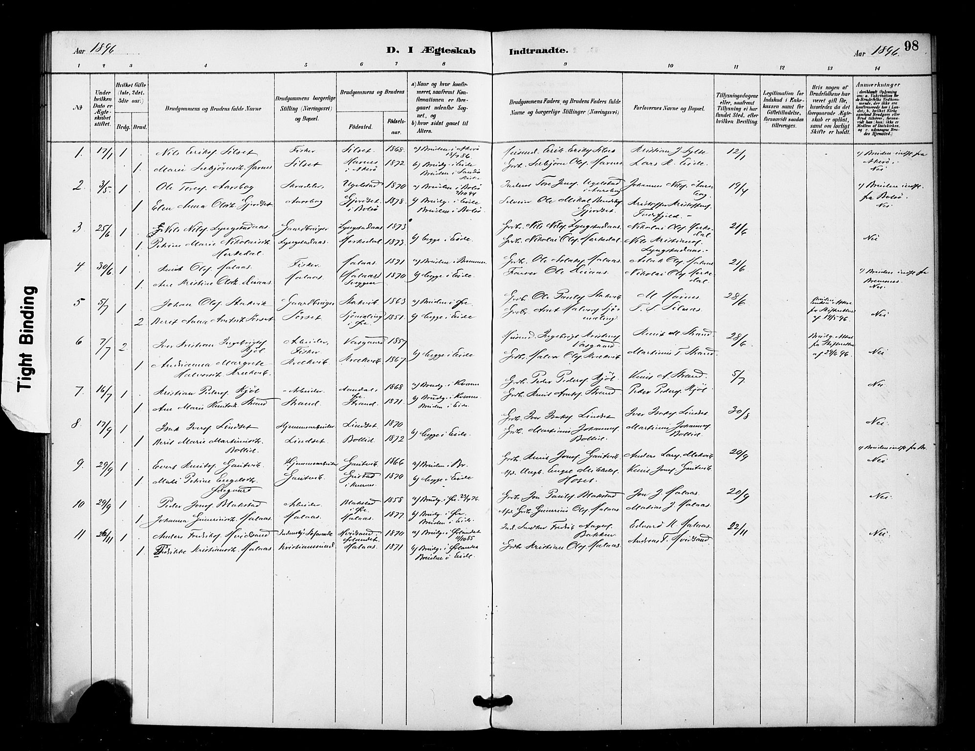 Ministerialprotokoller, klokkerbøker og fødselsregistre - Møre og Romsdal, SAT/A-1454/571/L0836: Parish register (official) no. 571A01, 1884-1899, p. 98