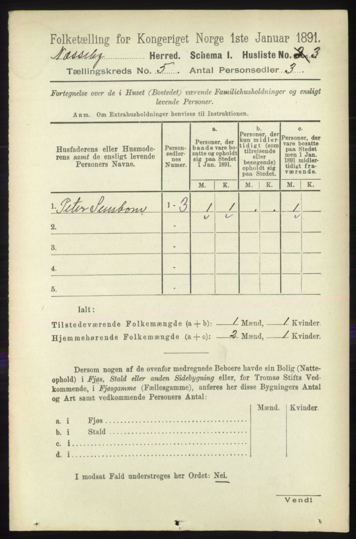 RA, 1891 census for 2027 Nesseby, 1891, p. 1399