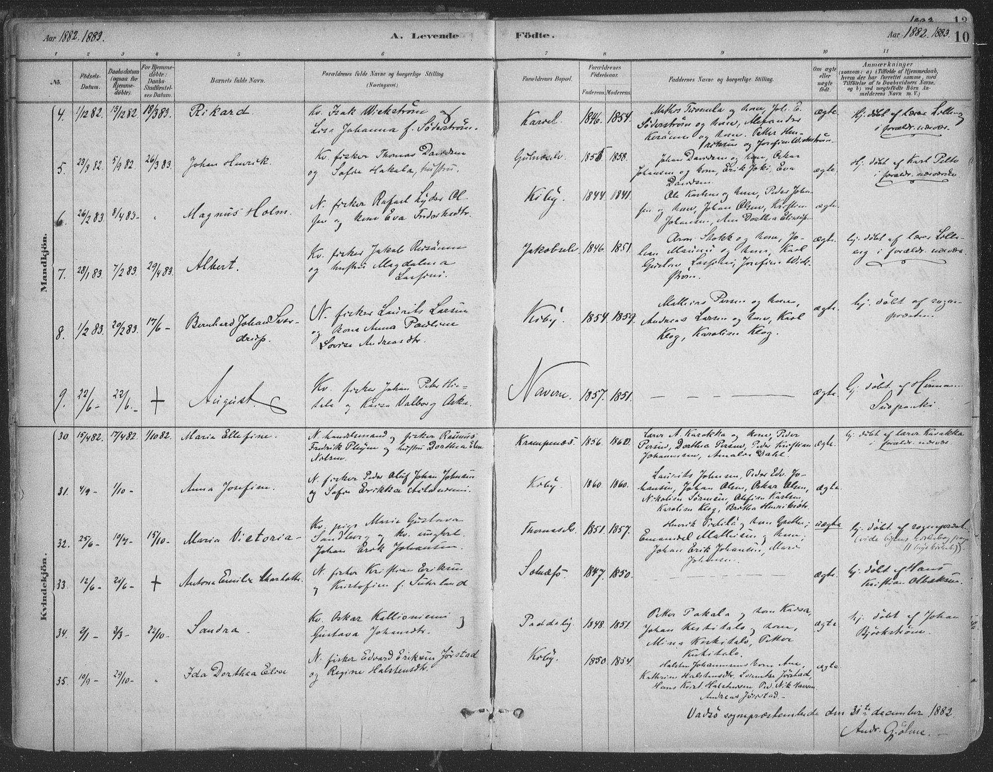 Vadsø sokneprestkontor, SATØ/S-1325/H/Ha/L0009kirke: Parish register (official) no. 9, 1881-1917, p. 10