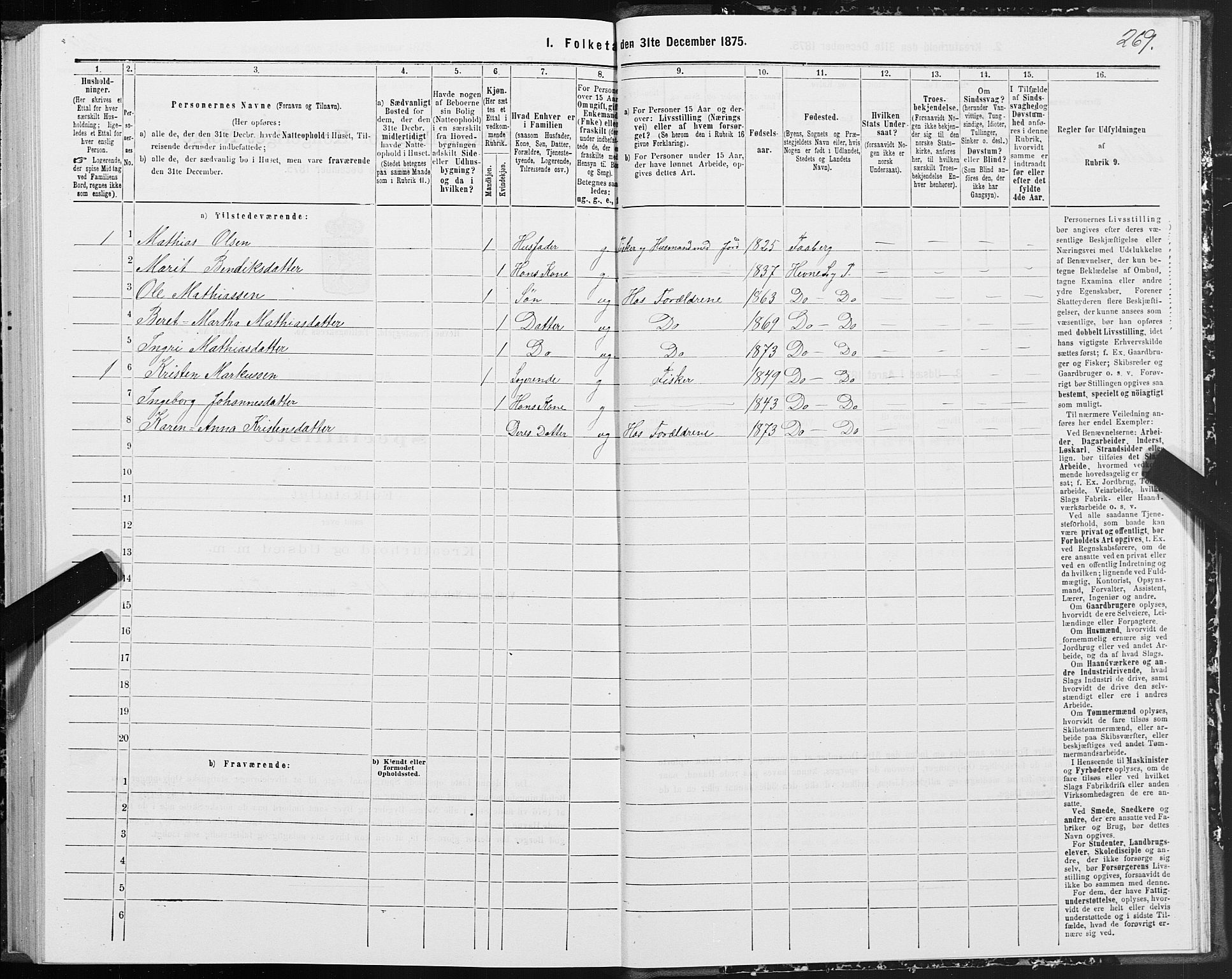 SAT, 1875 census for 1612P Hemne, 1875, p. 4269