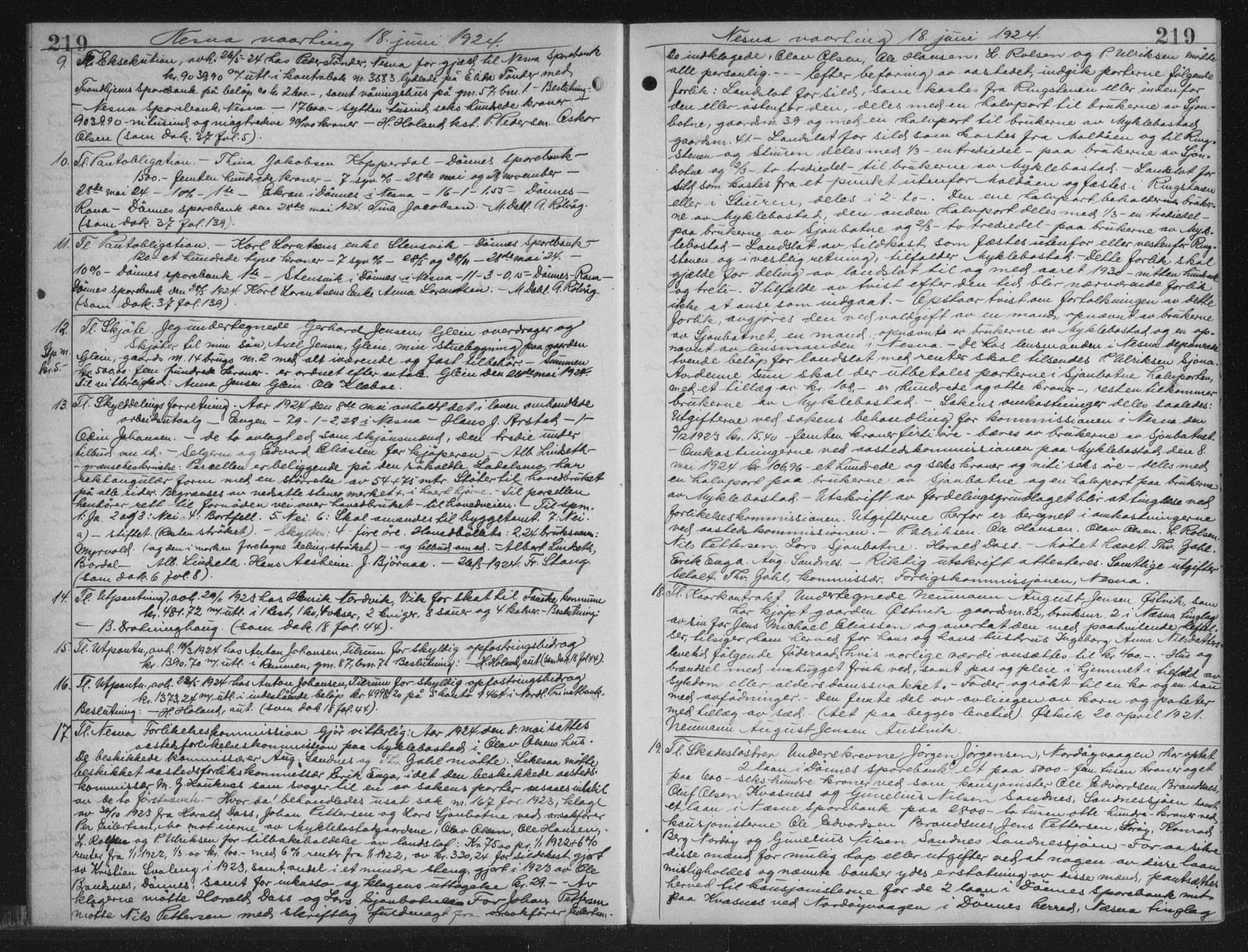 Rana sorenskriveri , AV/SAT-A-1108/1/2/2C/L0018: Mortgage book no. 18, 1923-1928, p. 219, Deed date: 18.06.1924