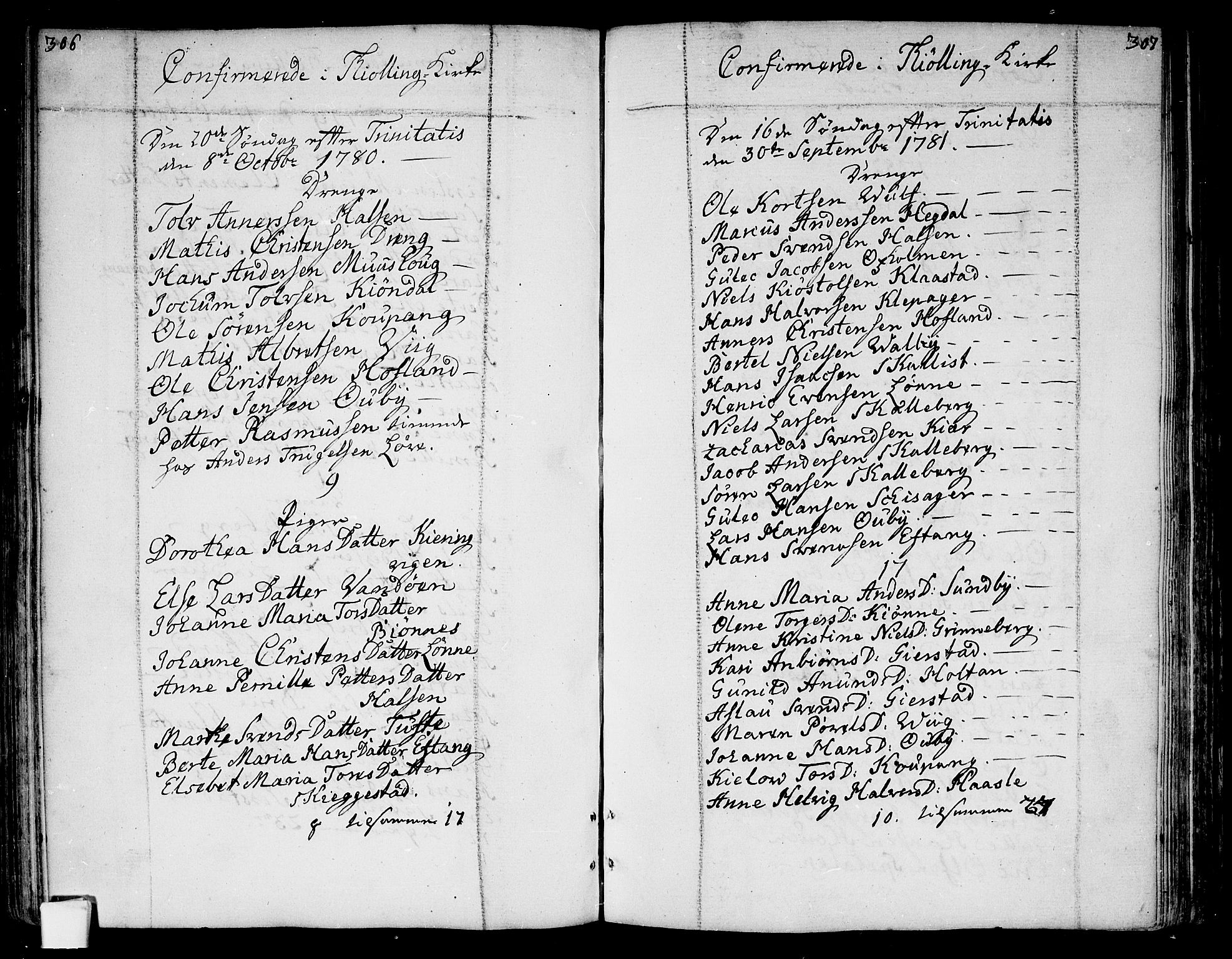 Tjølling kirkebøker, SAKO/A-60/F/Fa/L0004: Parish register (official) no. 4, 1779-1817, p. 306-307