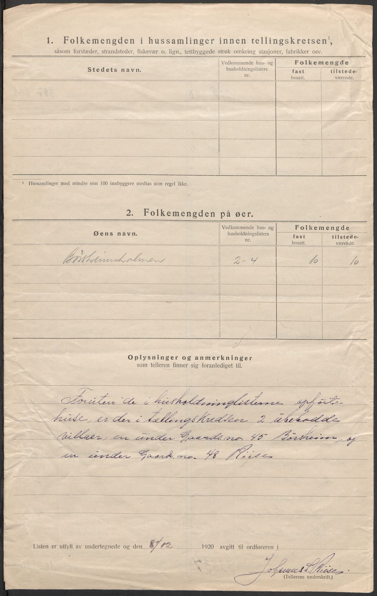 SAB, 1920 census for Strandebarm, 1920, p. 10