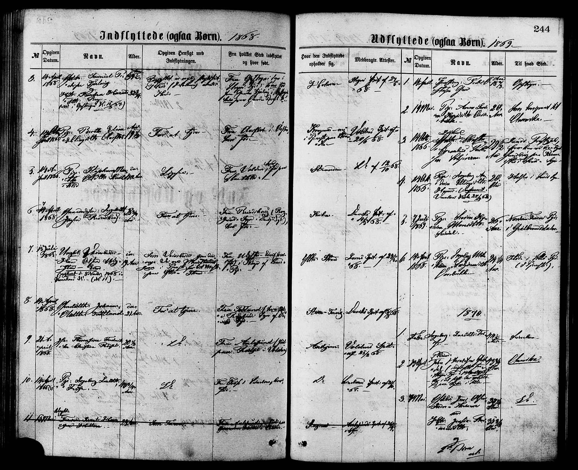 Ministerialprotokoller, klokkerbøker og fødselsregistre - Møre og Romsdal, SAT/A-1454/501/L0007: Parish register (official) no. 501A07, 1868-1884, p. 244