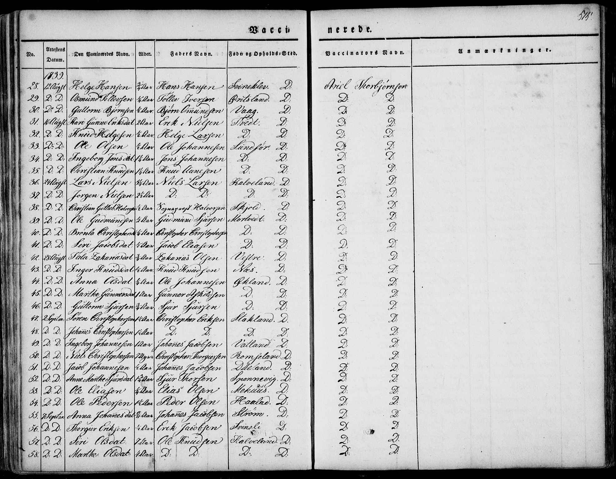 Skjold sokneprestkontor, AV/SAST-A-101847/H/Ha/Haa/L0006: Parish register (official) no. A 6.2, 1835-1858, p. 515