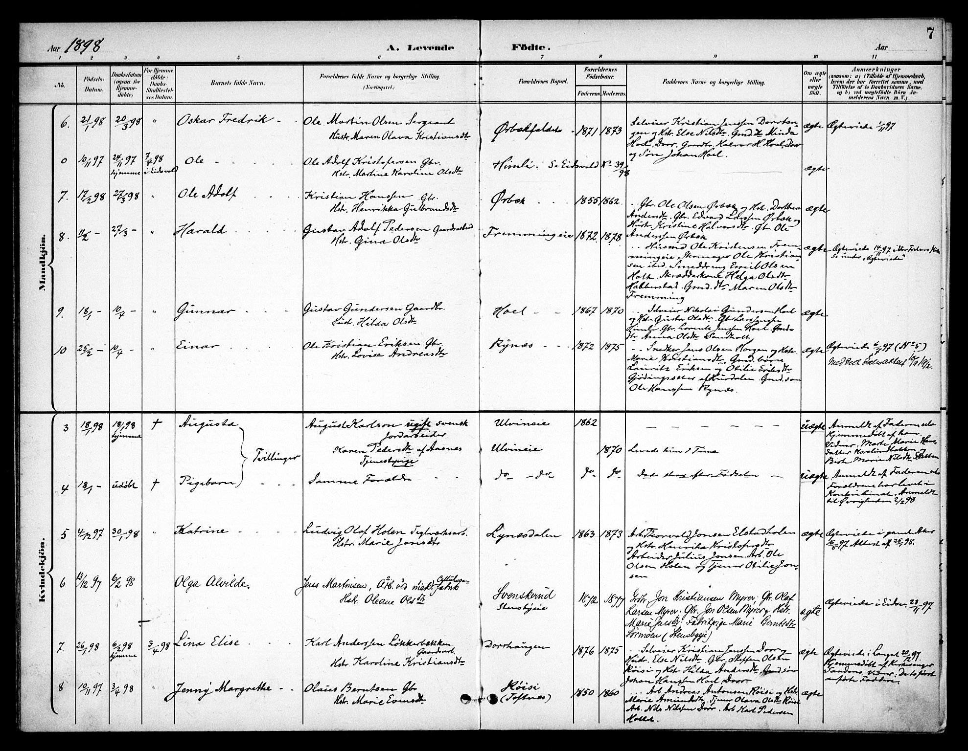 Eidsvoll prestekontor Kirkebøker, SAO/A-10888/F/Fb/L0002: Parish register (official) no. II 2, 1897-1907, p. 7