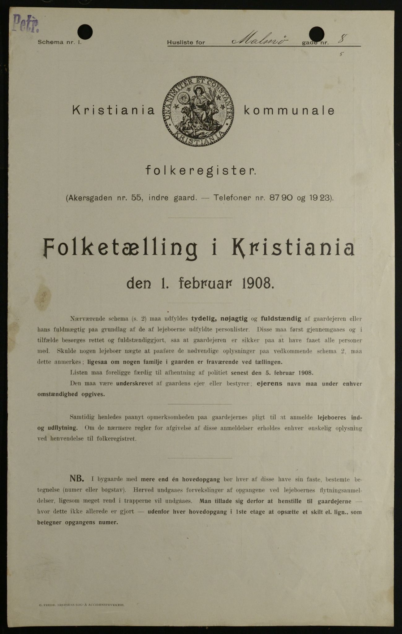 OBA, Municipal Census 1908 for Kristiania, 1908, p. 53766