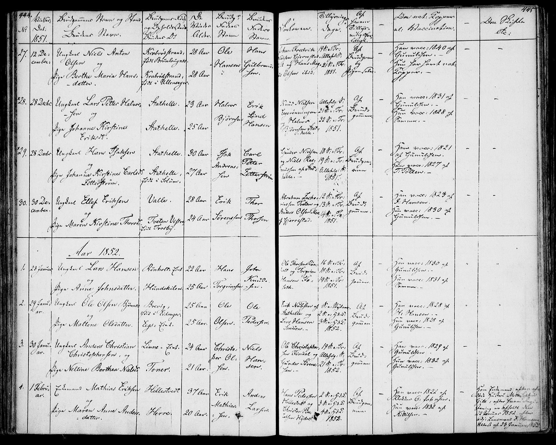 Bamble kirkebøker, SAKO/A-253/F/Fa/L0004: Parish register (official) no. I 4, 1834-1853, p. 444-445