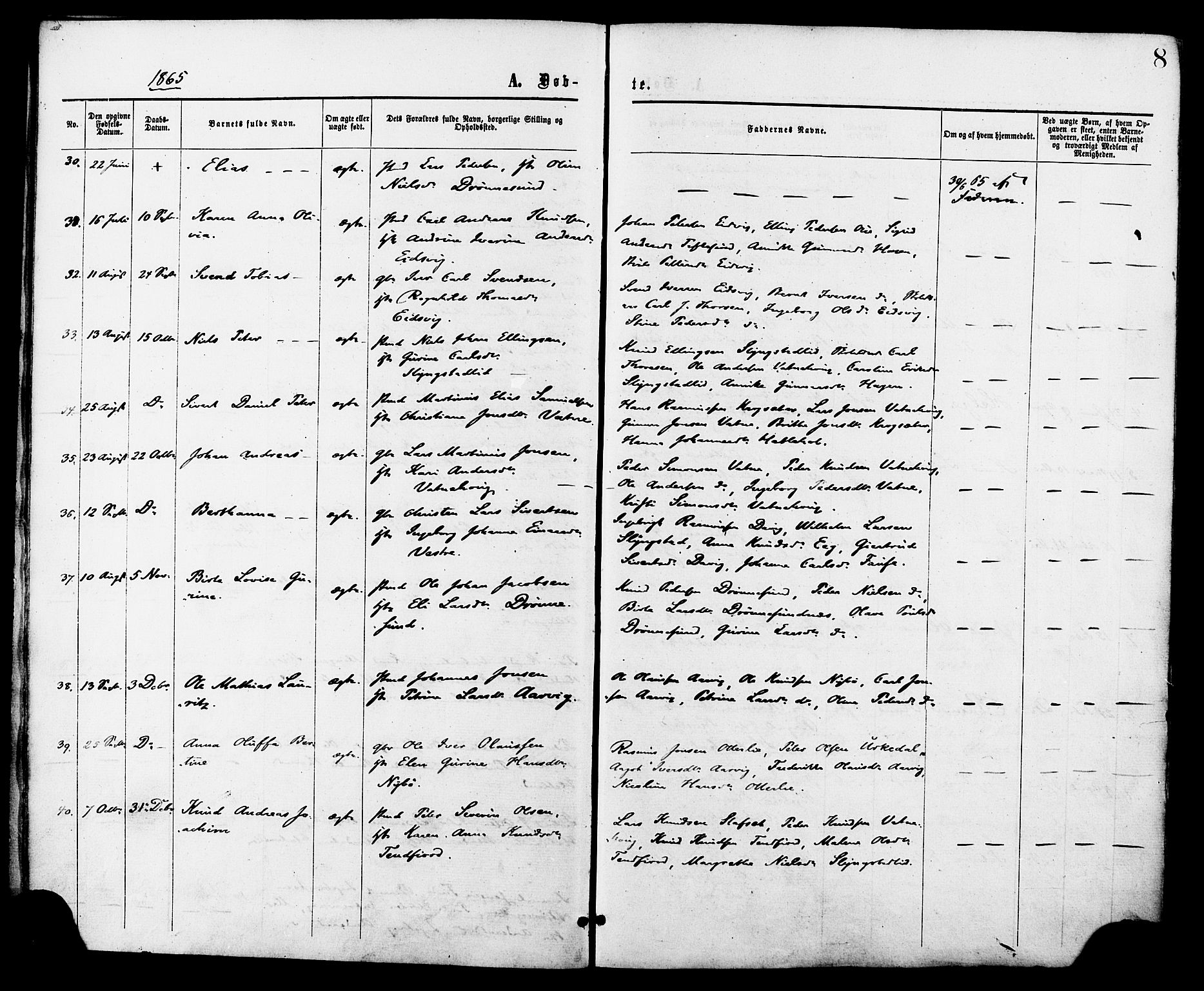 Ministerialprotokoller, klokkerbøker og fødselsregistre - Møre og Romsdal, AV/SAT-A-1454/525/L0373: Parish register (official) no. 525A03, 1864-1879, p. 8