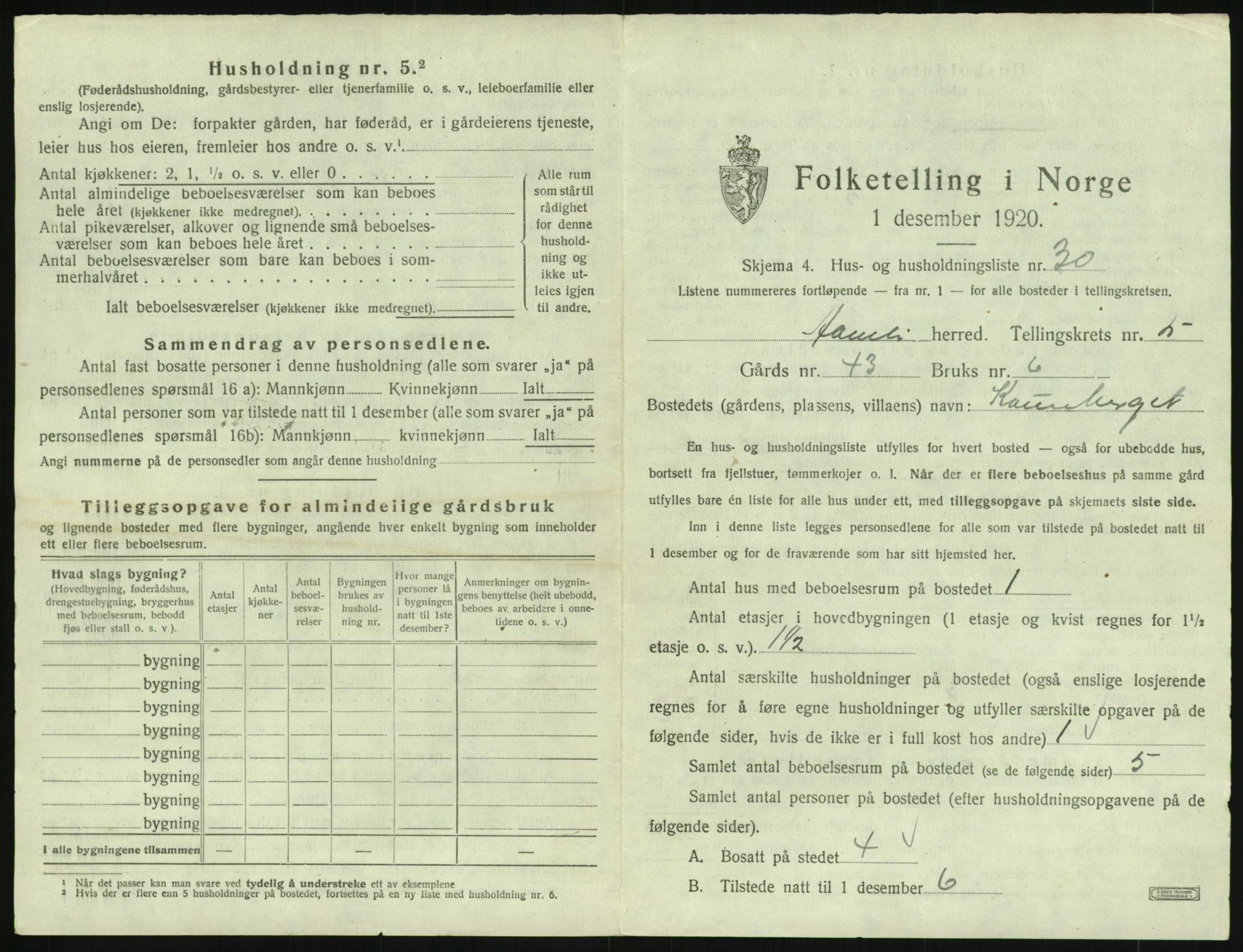 SAK, 1920 census for Åmli, 1920, p. 363