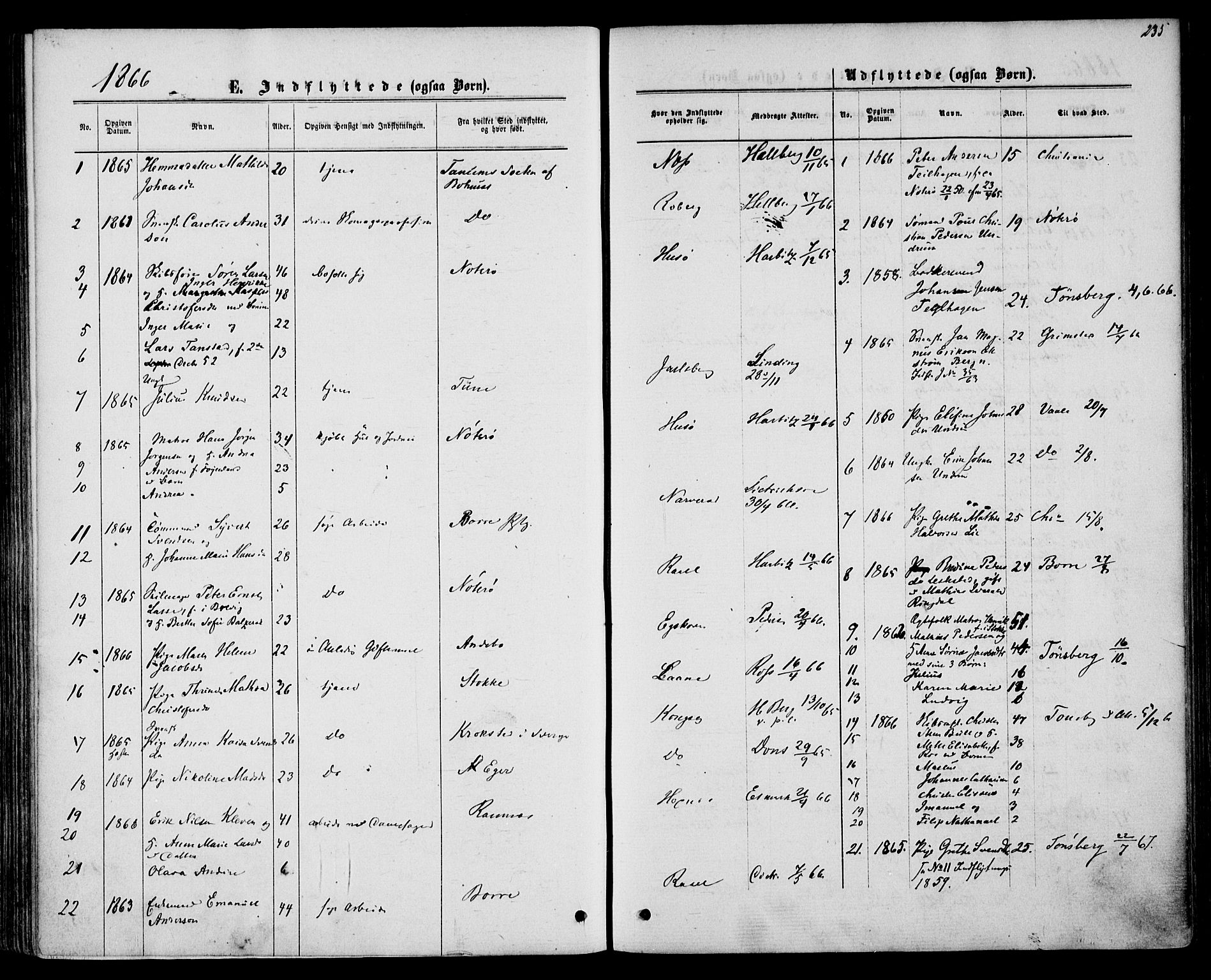 Sem kirkebøker, SAKO/A-5/F/Fa/L0008: Parish register (official) no. I 8, 1866-1873, p. 235