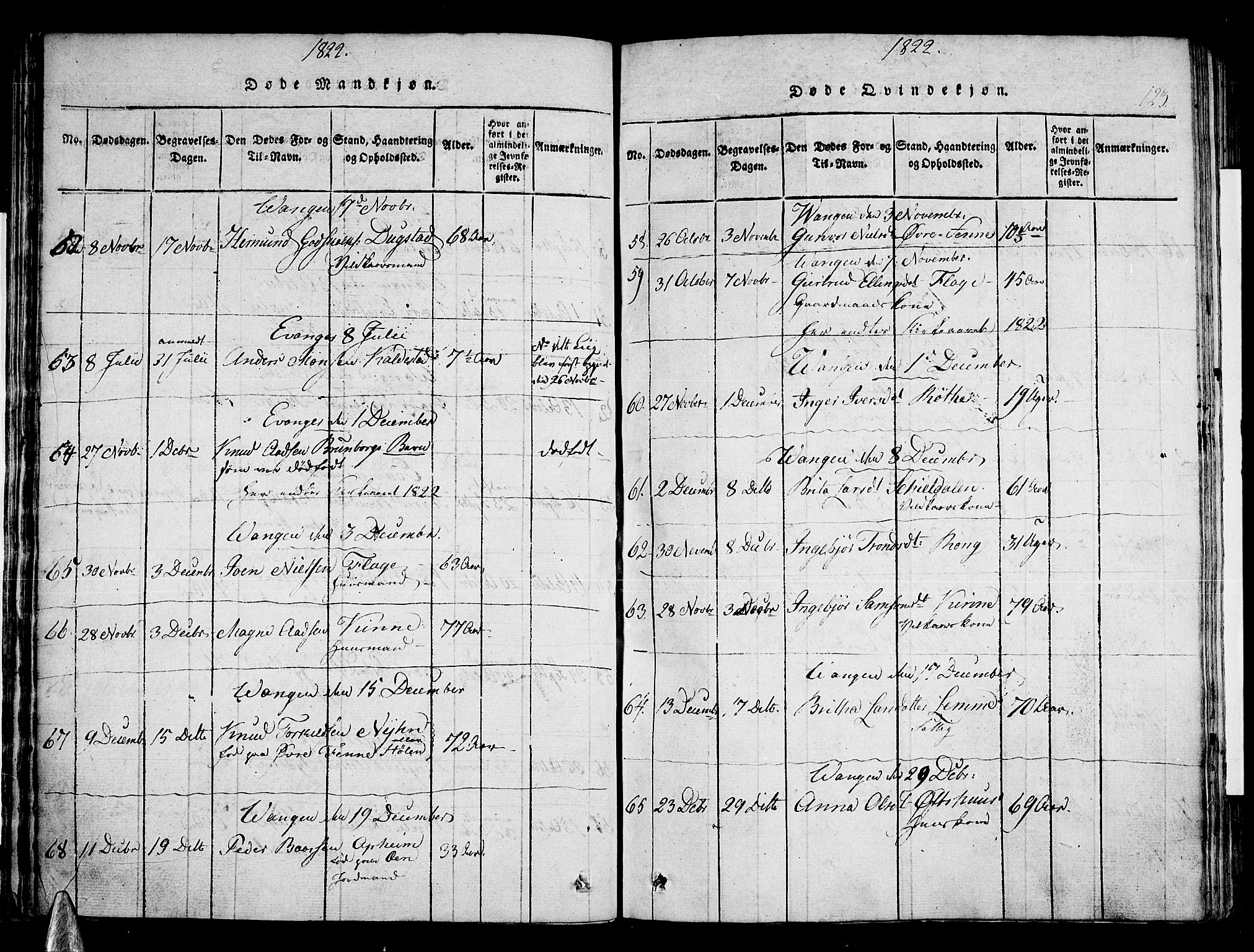 Voss sokneprestembete, AV/SAB-A-79001/H/Haa: Parish register (official) no. A 11, 1816-1827, p. 123