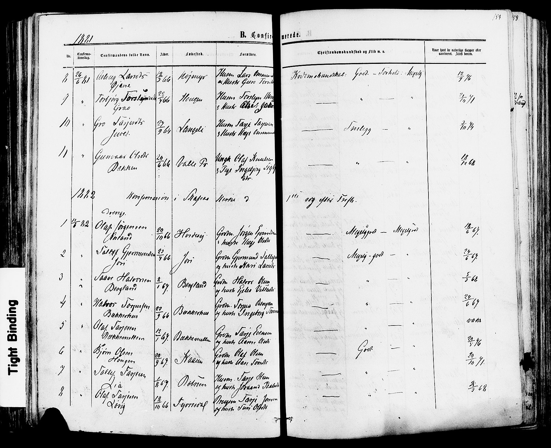 Mo kirkebøker, SAKO/A-286/F/Fa/L0006: Parish register (official) no. I 6, 1865-1885, p. 153