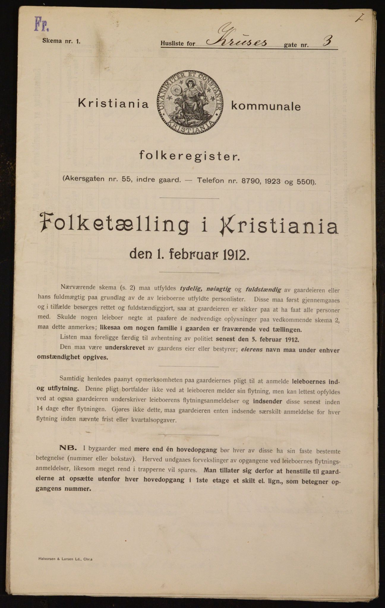 OBA, Municipal Census 1912 for Kristiania, 1912, p. 55206