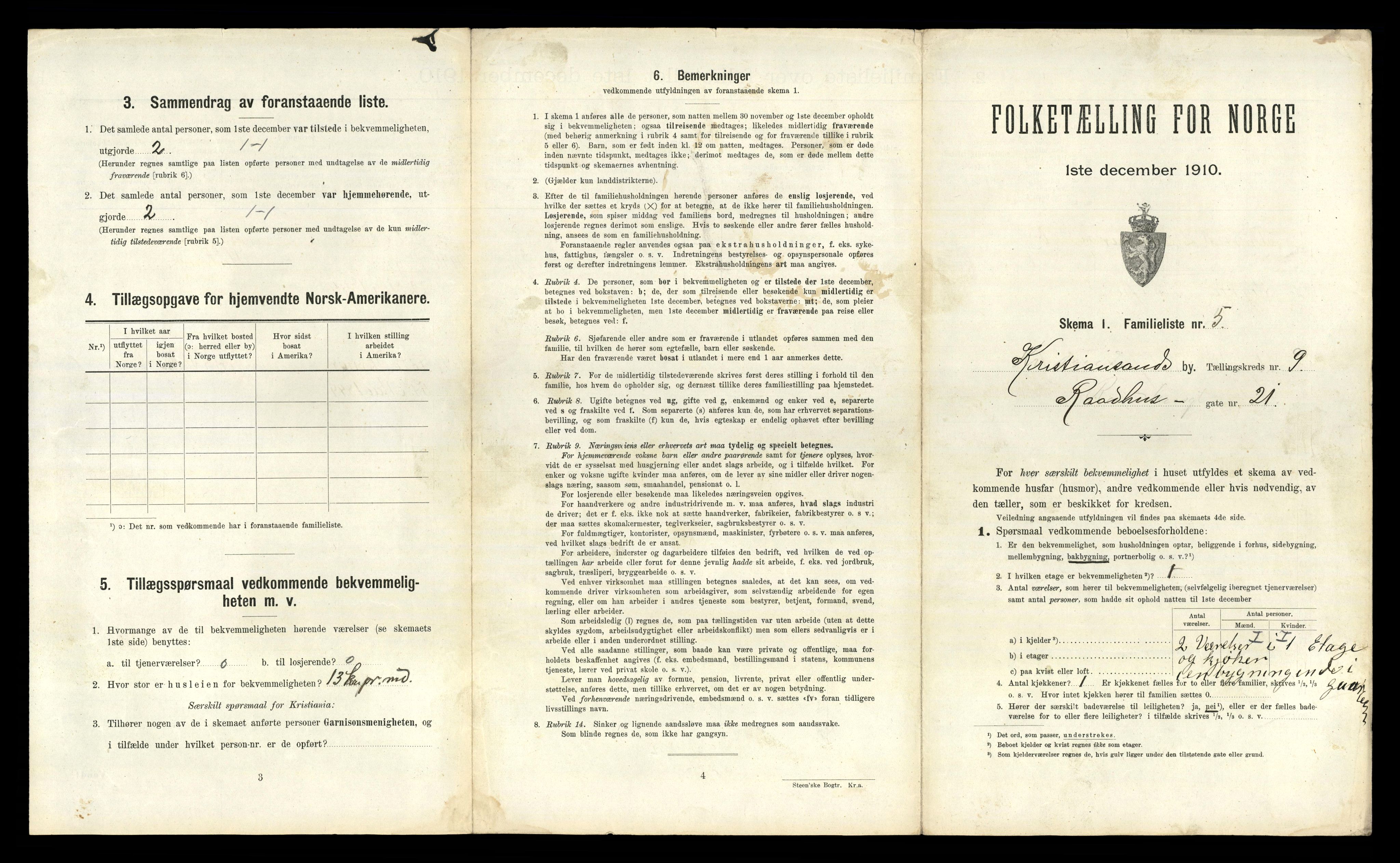 RA, 1910 census for Kristiansand, 1910, p. 2148