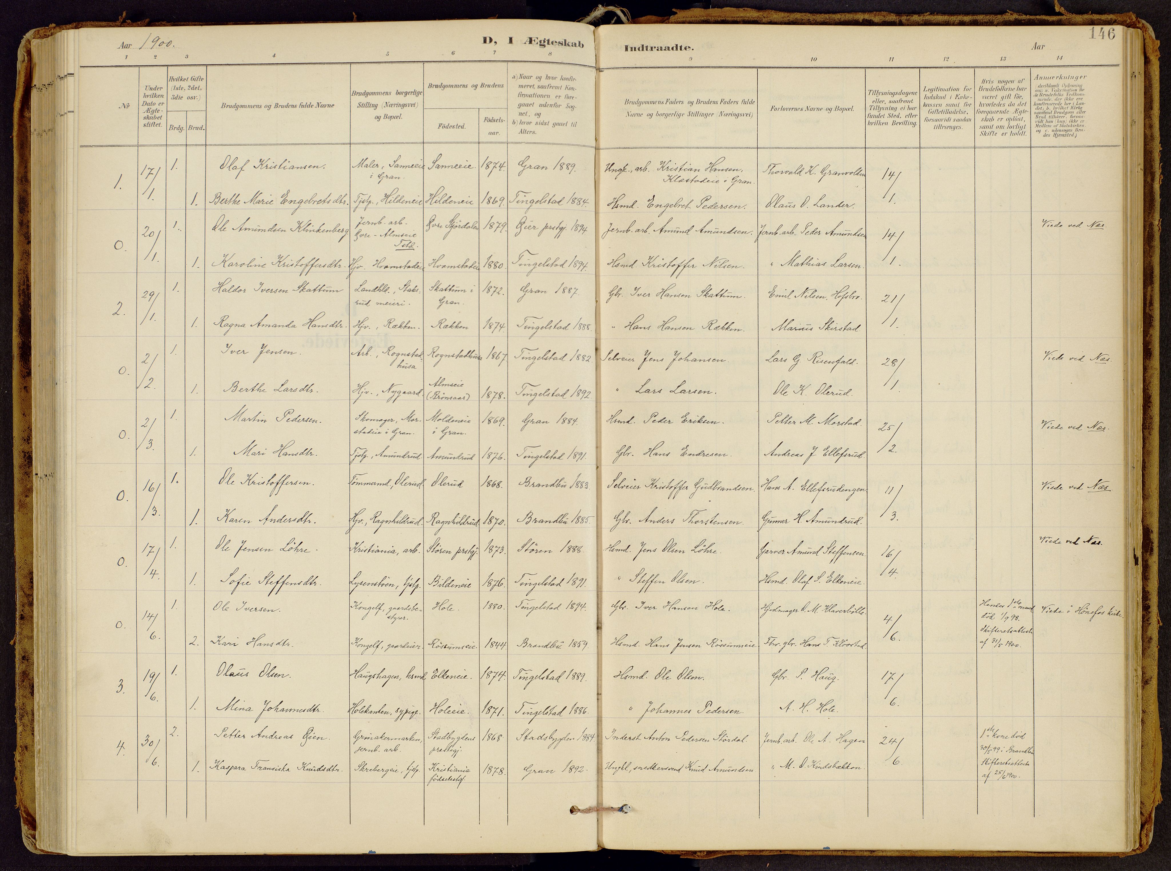 Brandbu prestekontor, SAH/PREST-114/H/Ha/Haa/L0002: Parish register (official) no. 2, 1899-1914, p. 146