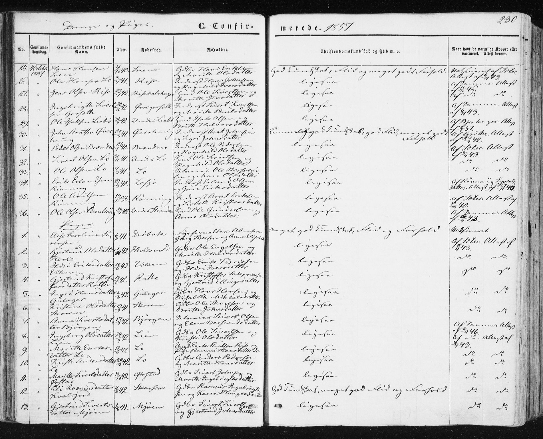 Ministerialprotokoller, klokkerbøker og fødselsregistre - Sør-Trøndelag, SAT/A-1456/678/L0899: Parish register (official) no. 678A08, 1848-1872, p. 230