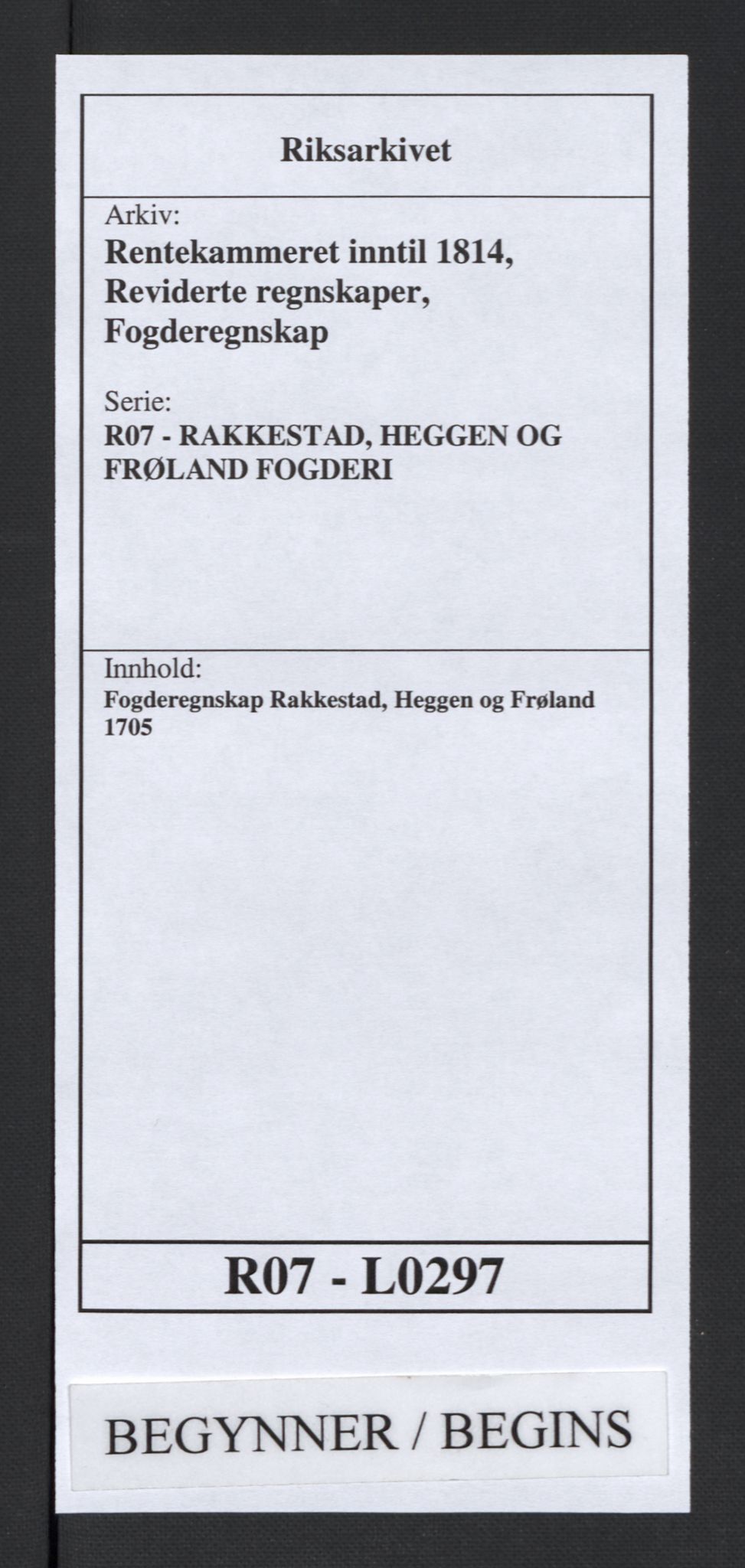 Rentekammeret inntil 1814, Reviderte regnskaper, Fogderegnskap, AV/RA-EA-4092/R07/L0297: Fogderegnskap Rakkestad, Heggen og Frøland, 1705, p. 1