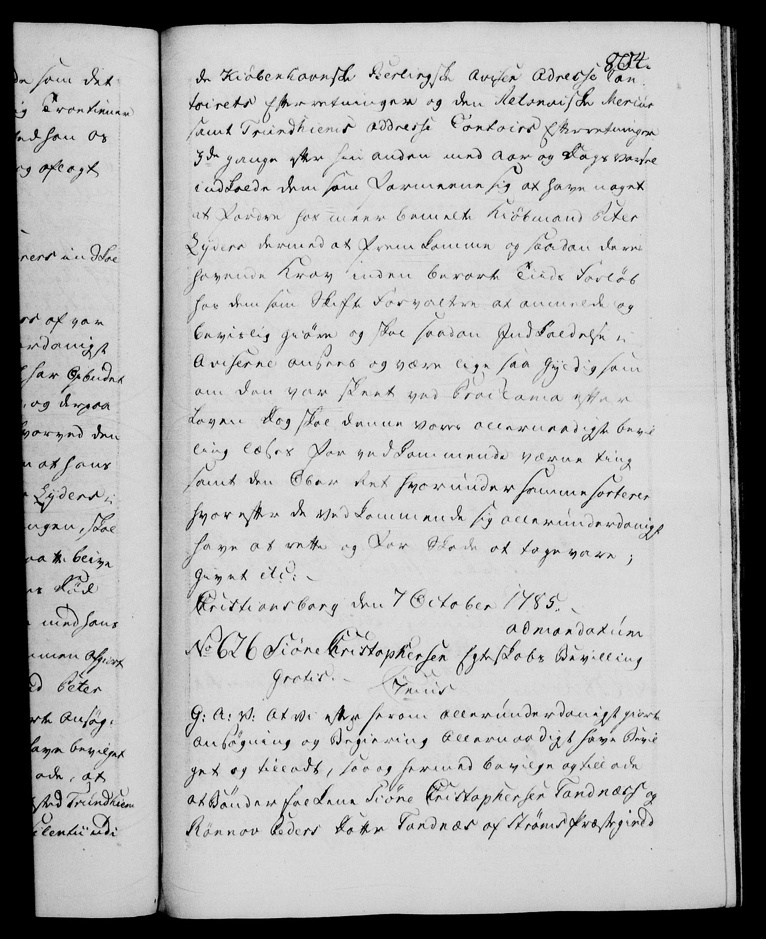 Danske Kanselli 1572-1799, AV/RA-EA-3023/F/Fc/Fca/Fcaa/L0050: Norske registre, 1784-1785, p. 804a